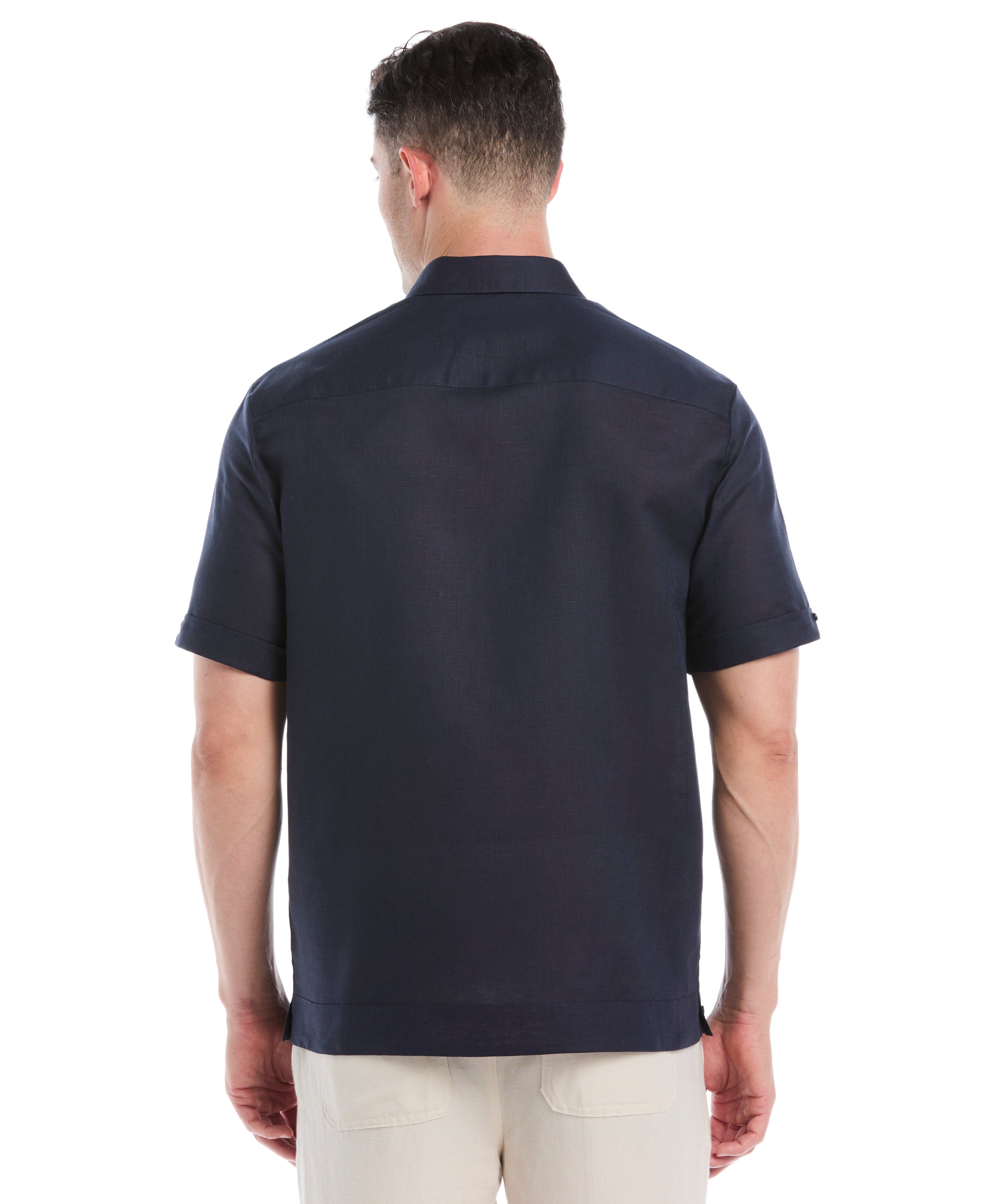 Linen Blend No-Pocket Guayabera Shirt