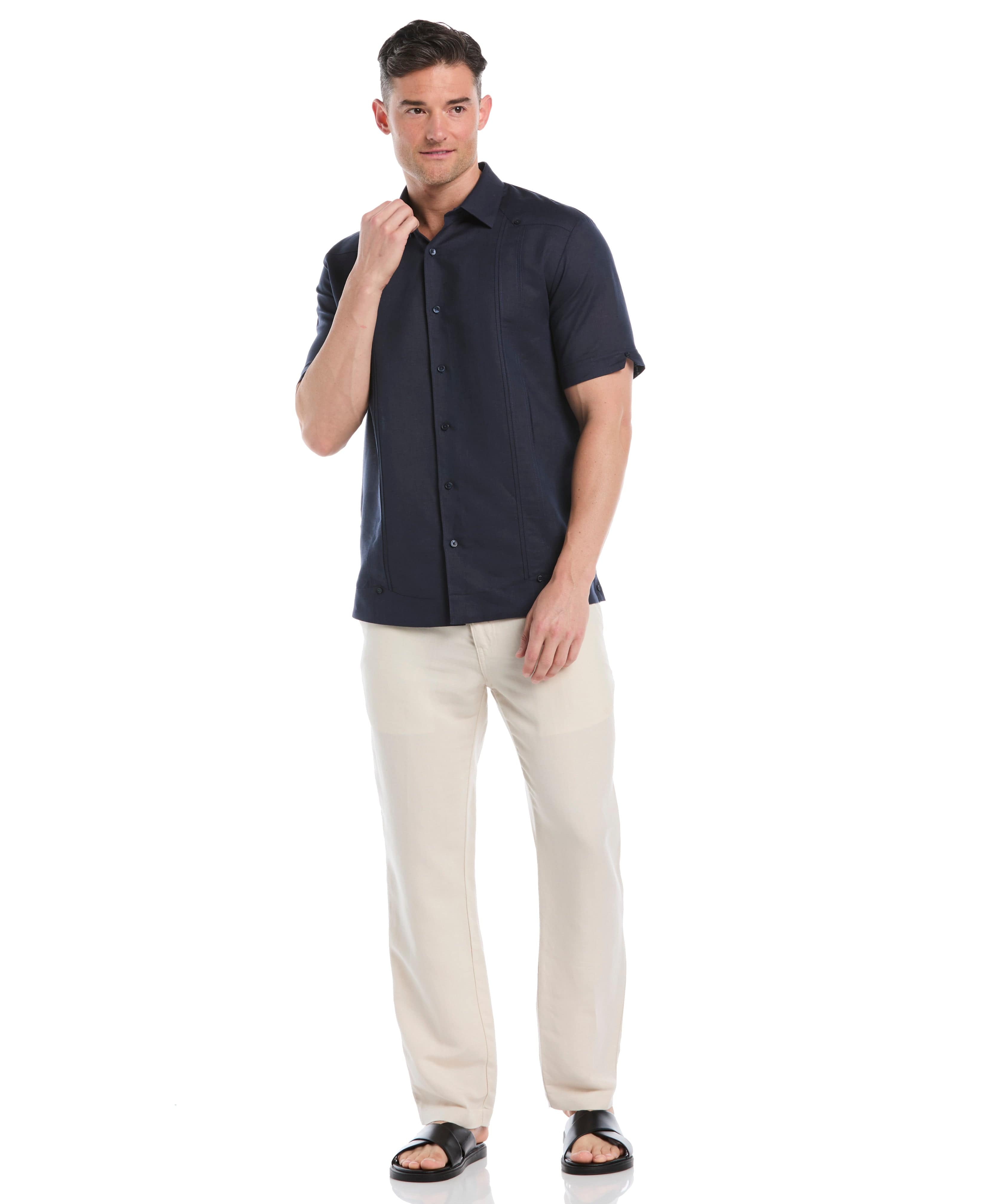 Linen Blend No-Pocket Guayabera Shirt