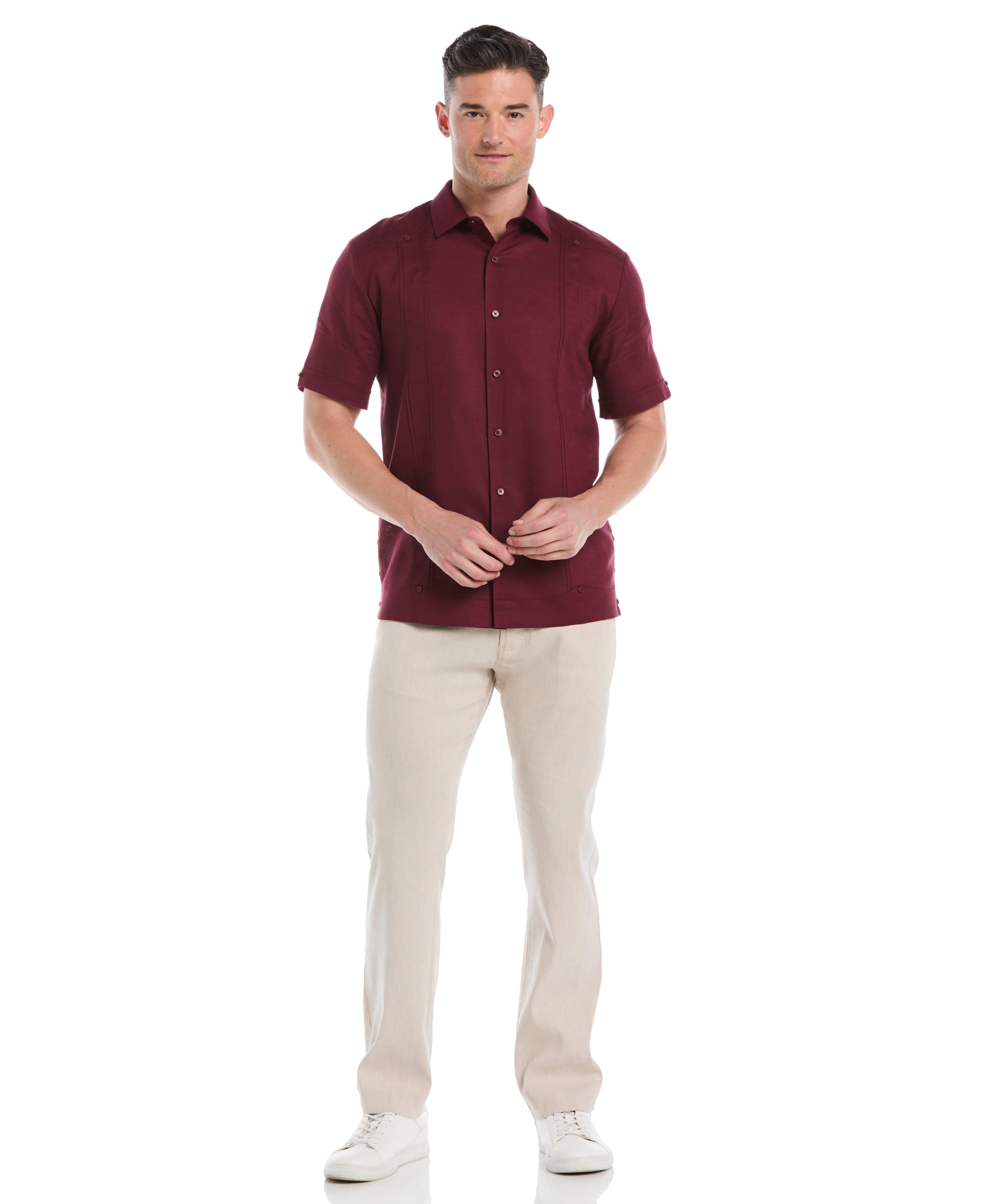 Linen Blend No-Pocket Guayabera Shirt