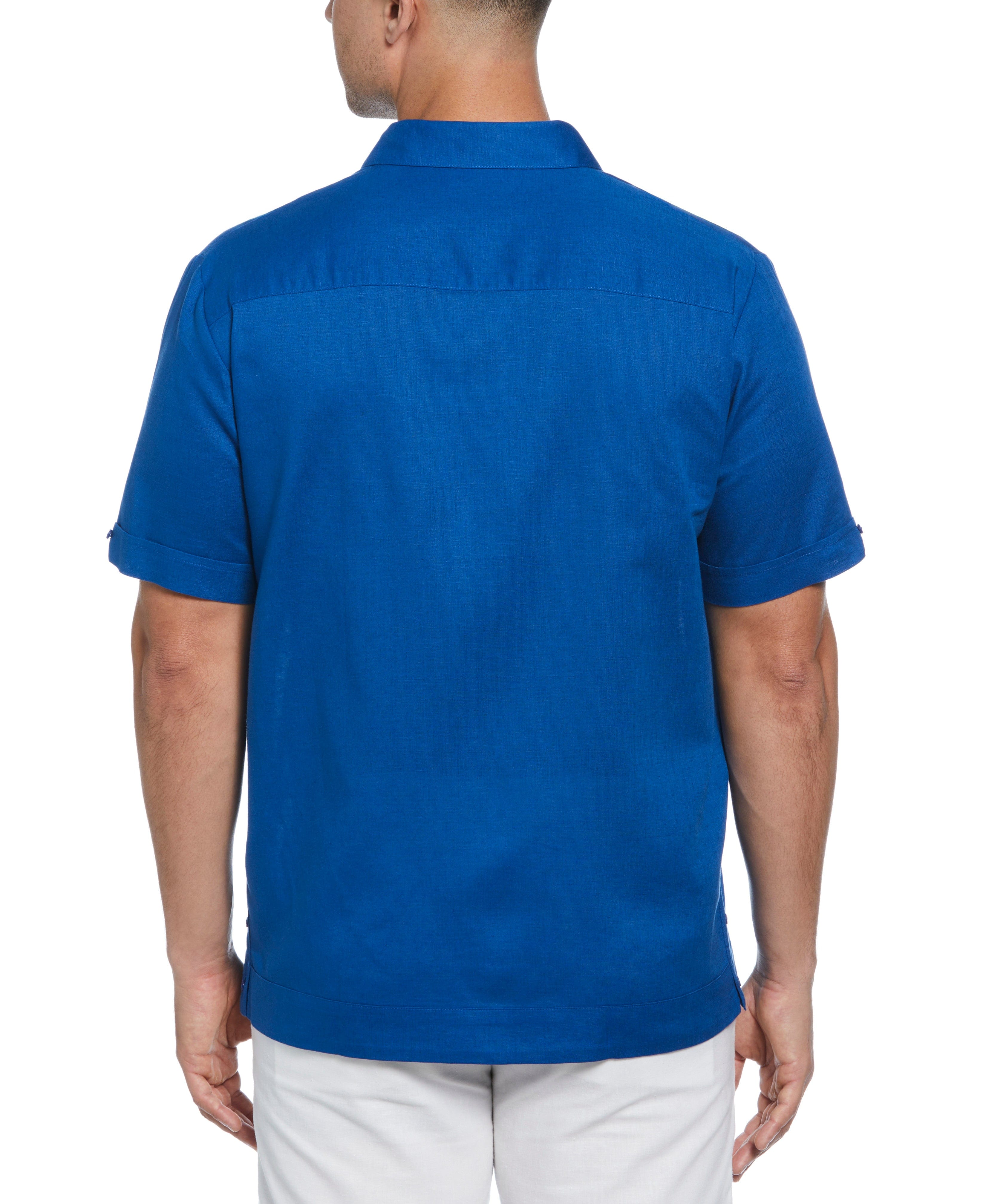 Linen Blend No-Pocket Guayabera Shirt