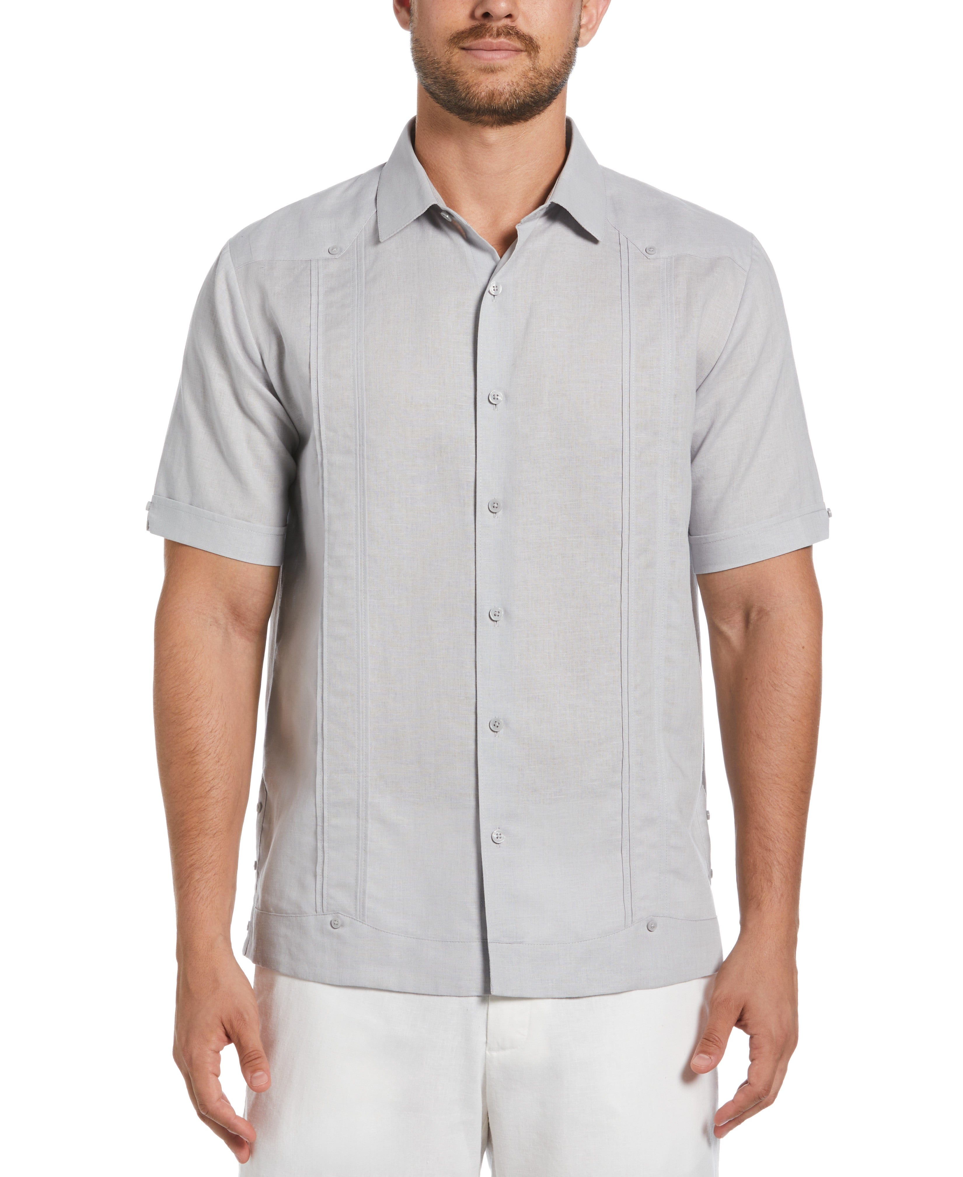 Linen Blend No-Pocket Guayabera Shirt