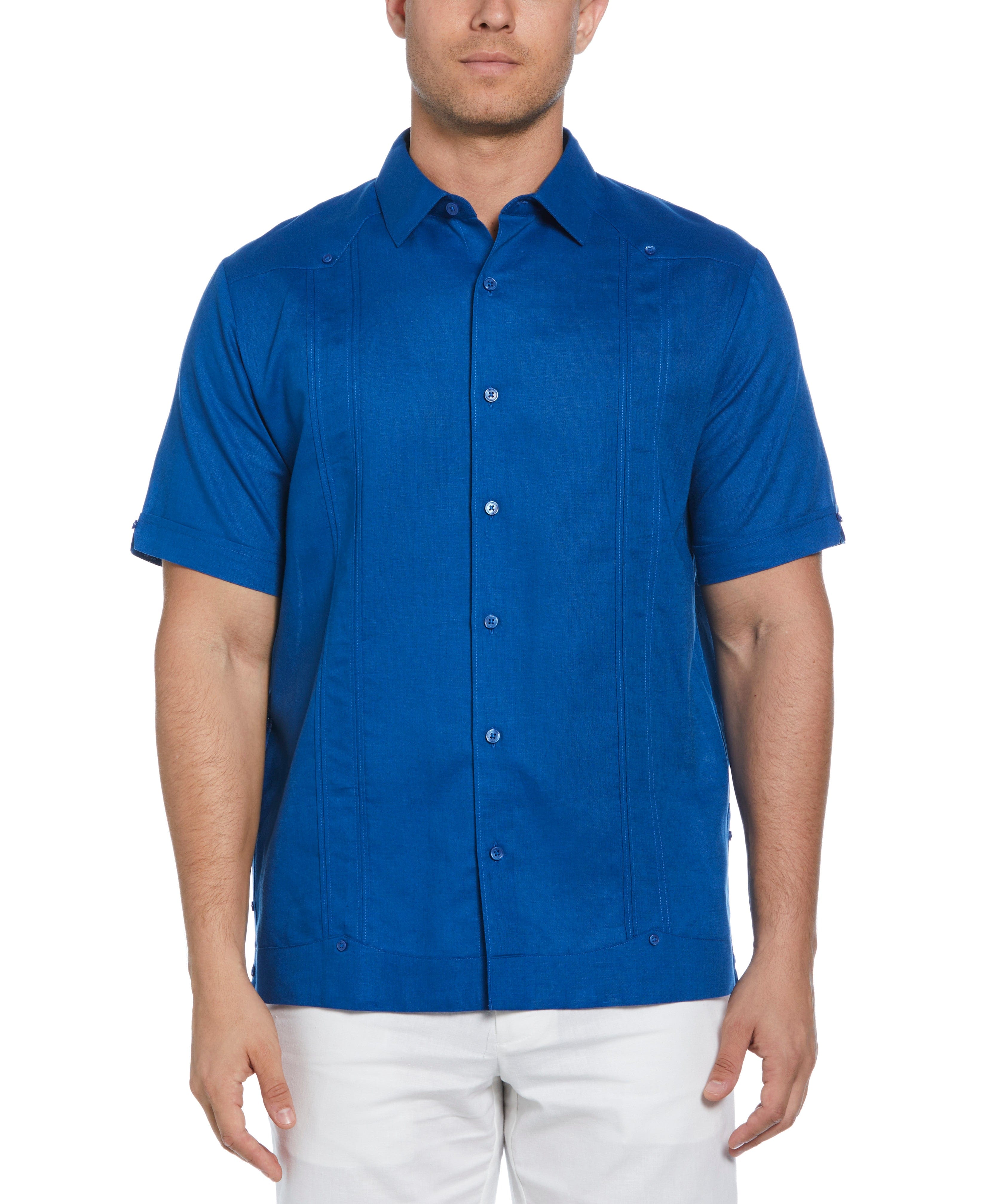 Linen Blend No-Pocket Guayabera Shirt