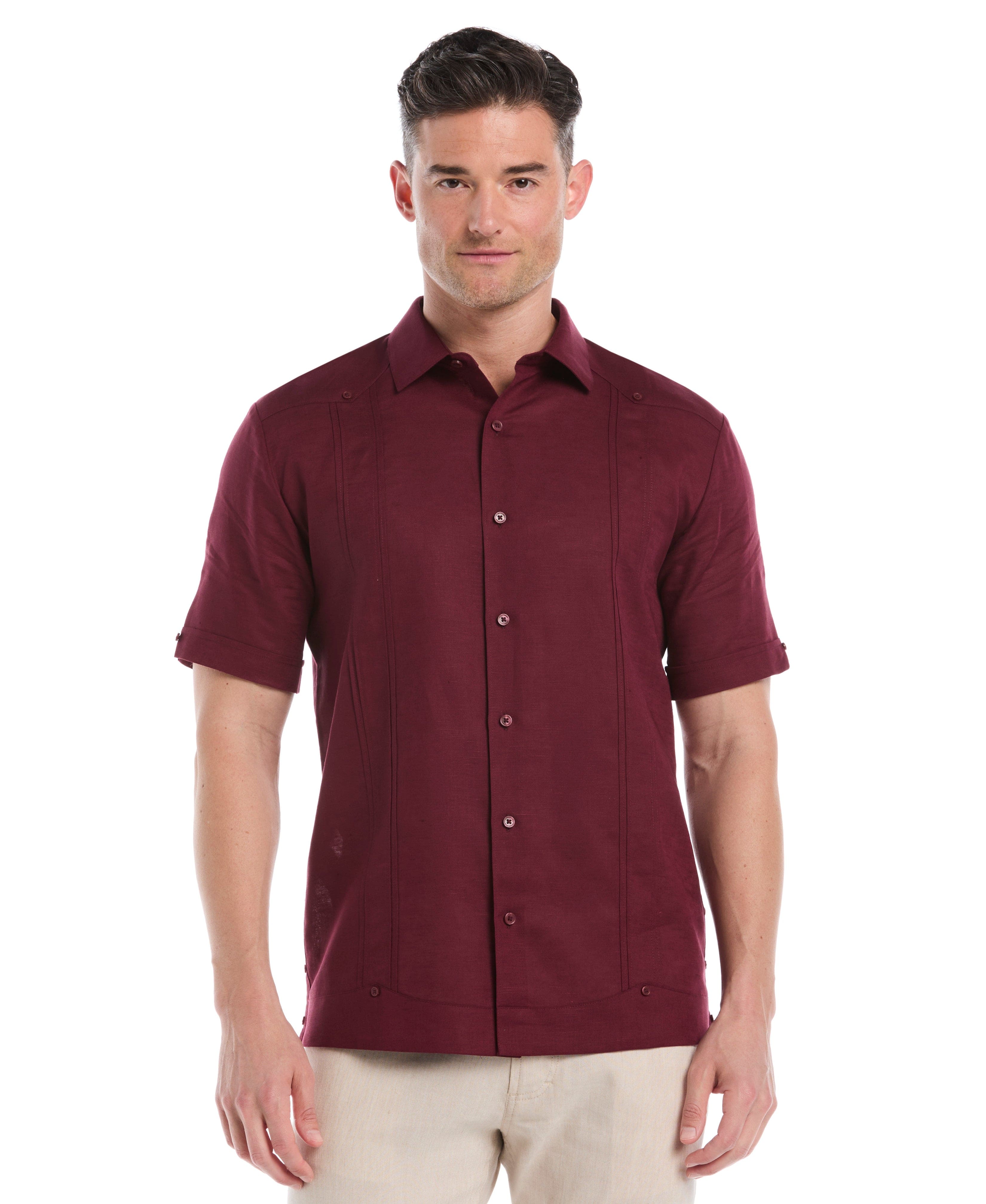 Linen Blend No-Pocket Guayabera Shirt