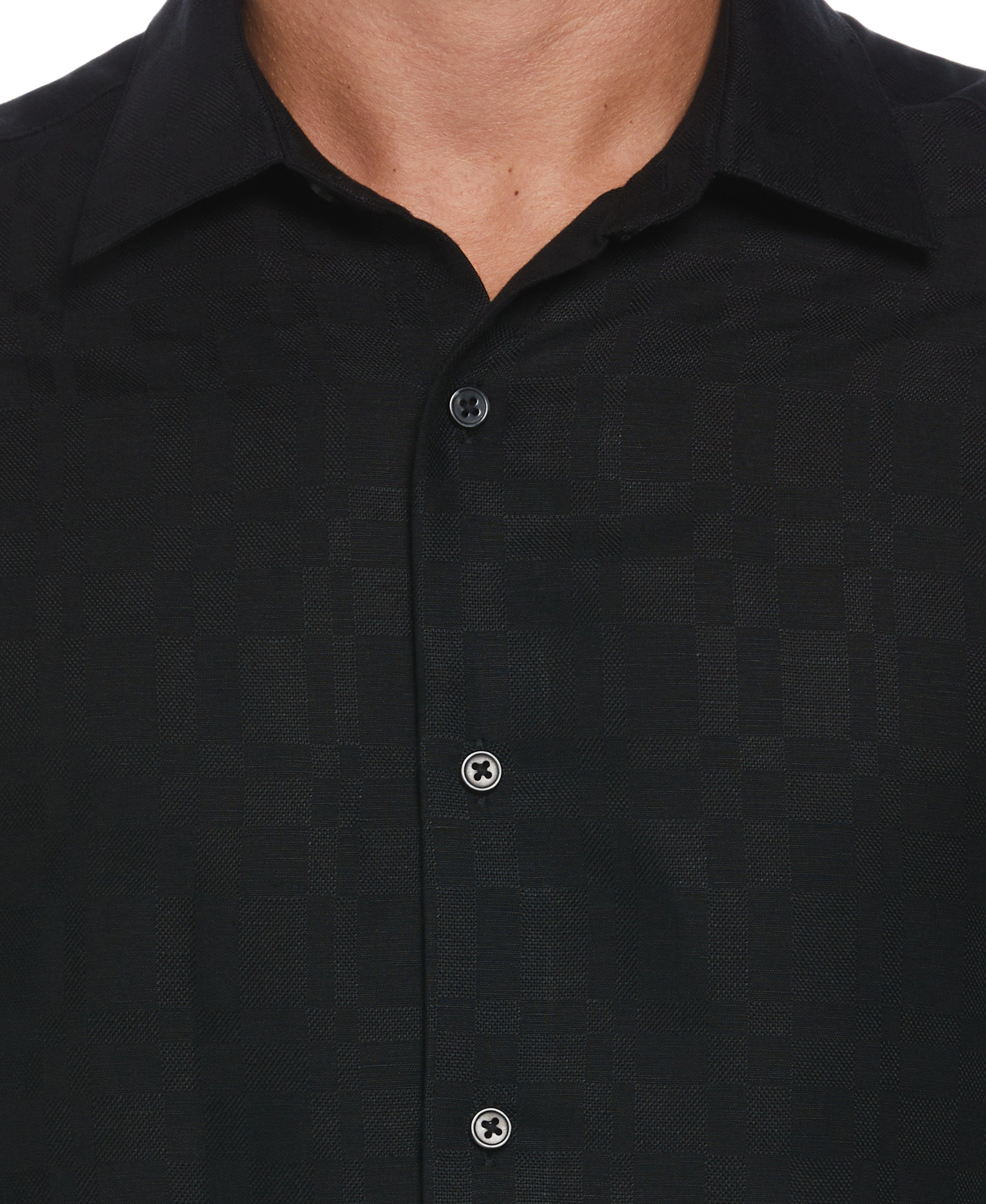 Linen Blend Plaid Dobby Shirt