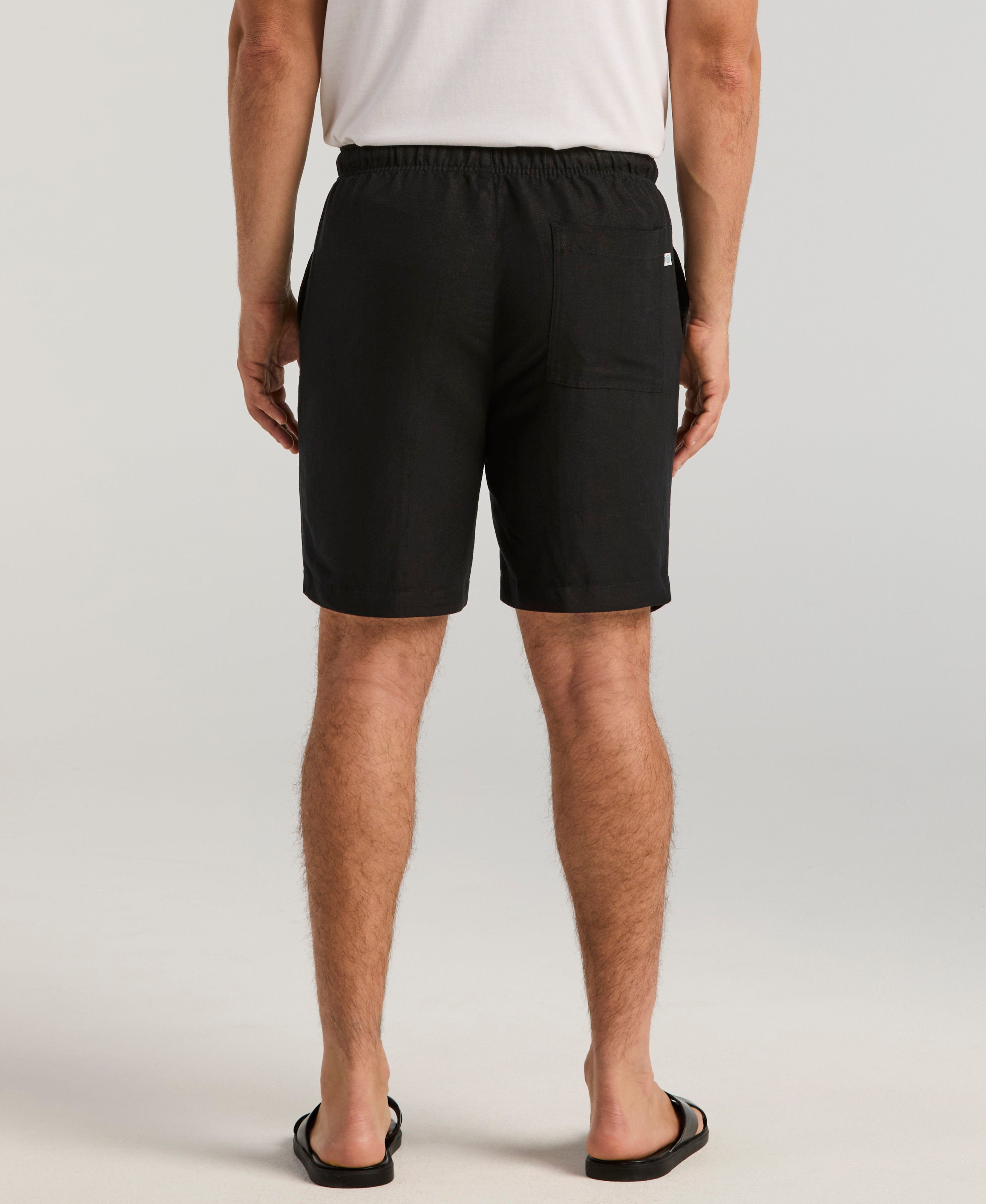 Linen-Blend Pull On Drawstring Shorts