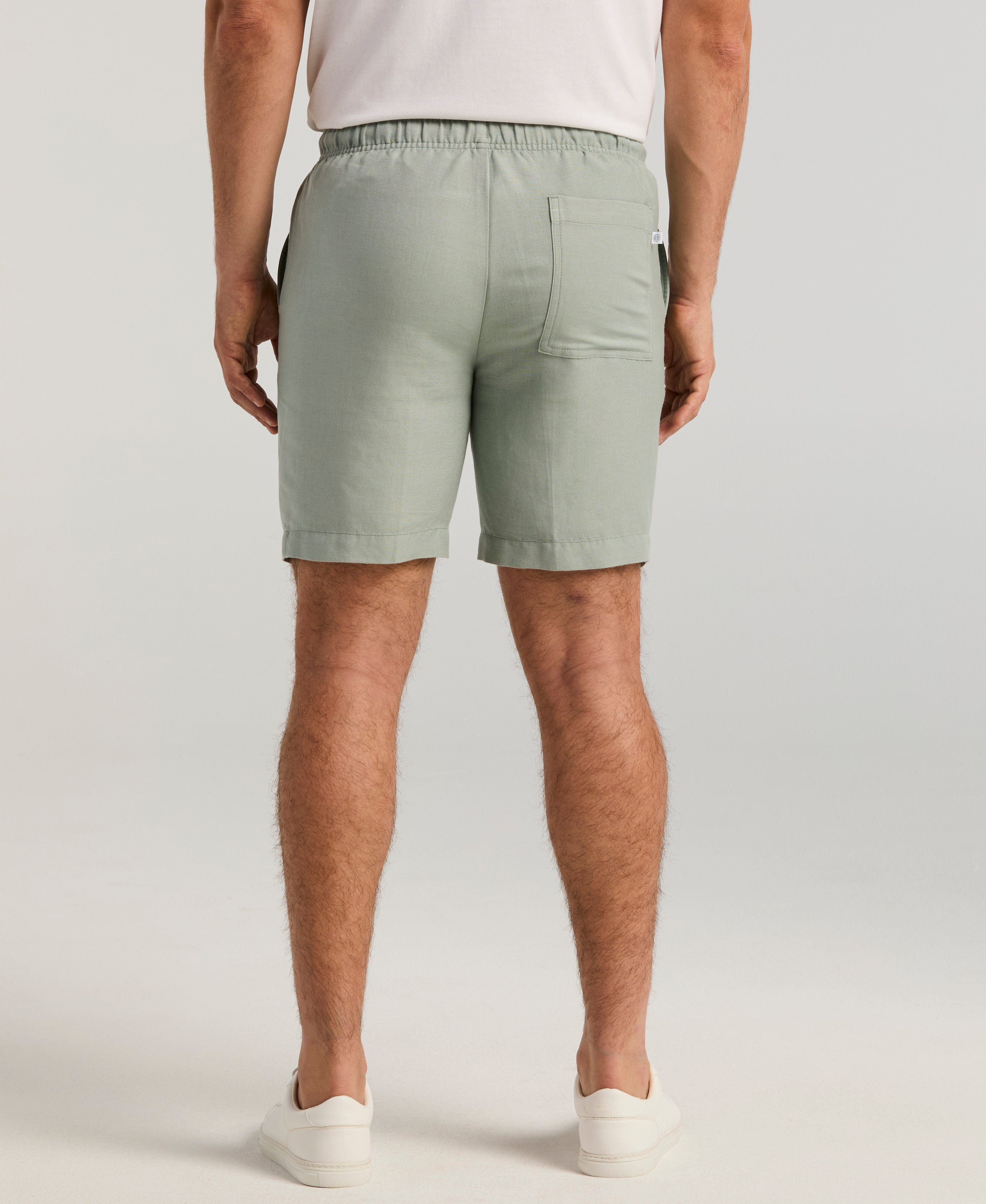 Linen-Blend Pull On Drawstring Shorts