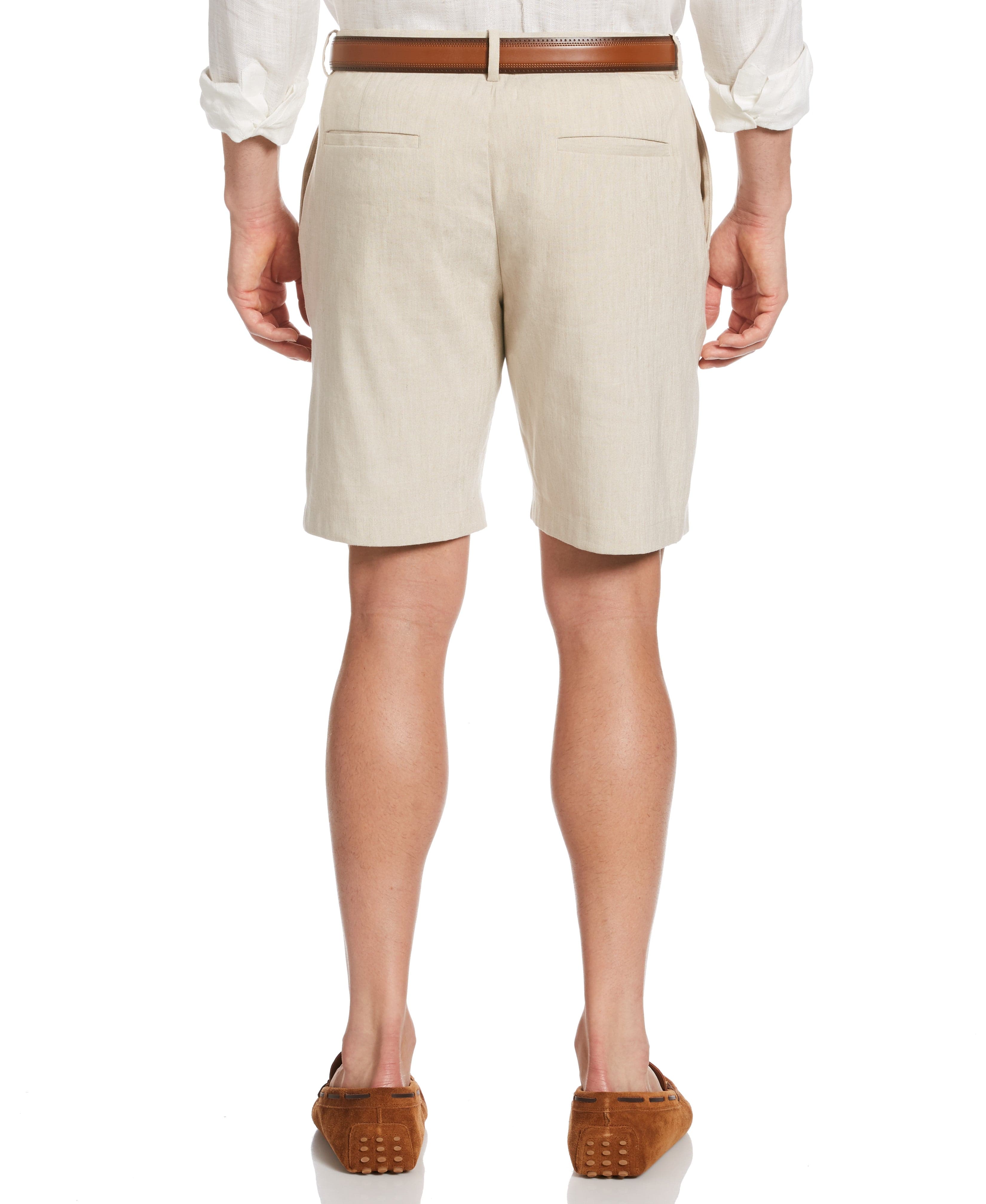 Linen-Blend Stretch Flat-Front Shorts