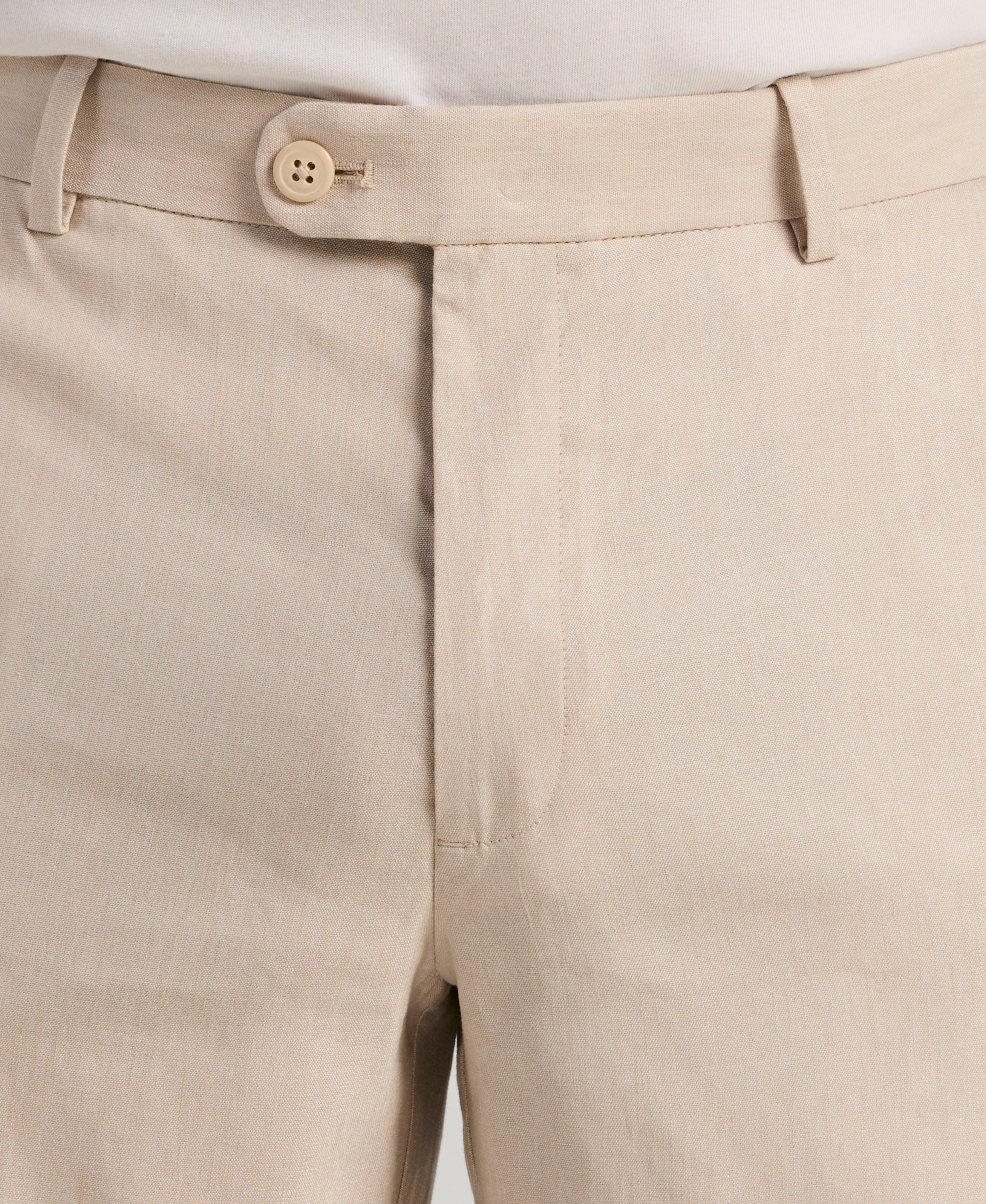 Linen-Blend Stretch Flat-Front Shorts