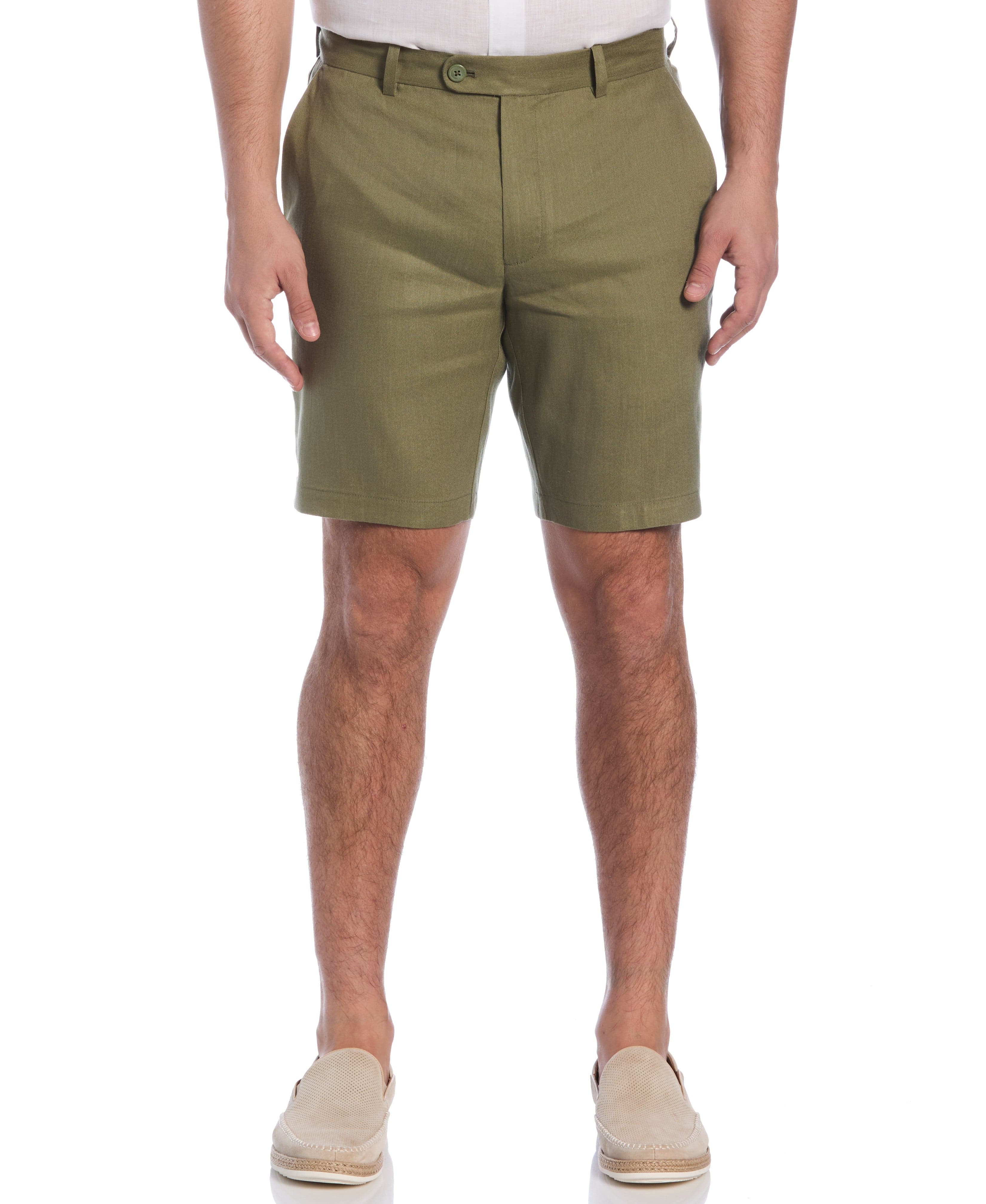 Linen-Blend Stretch Flat-Front Shorts