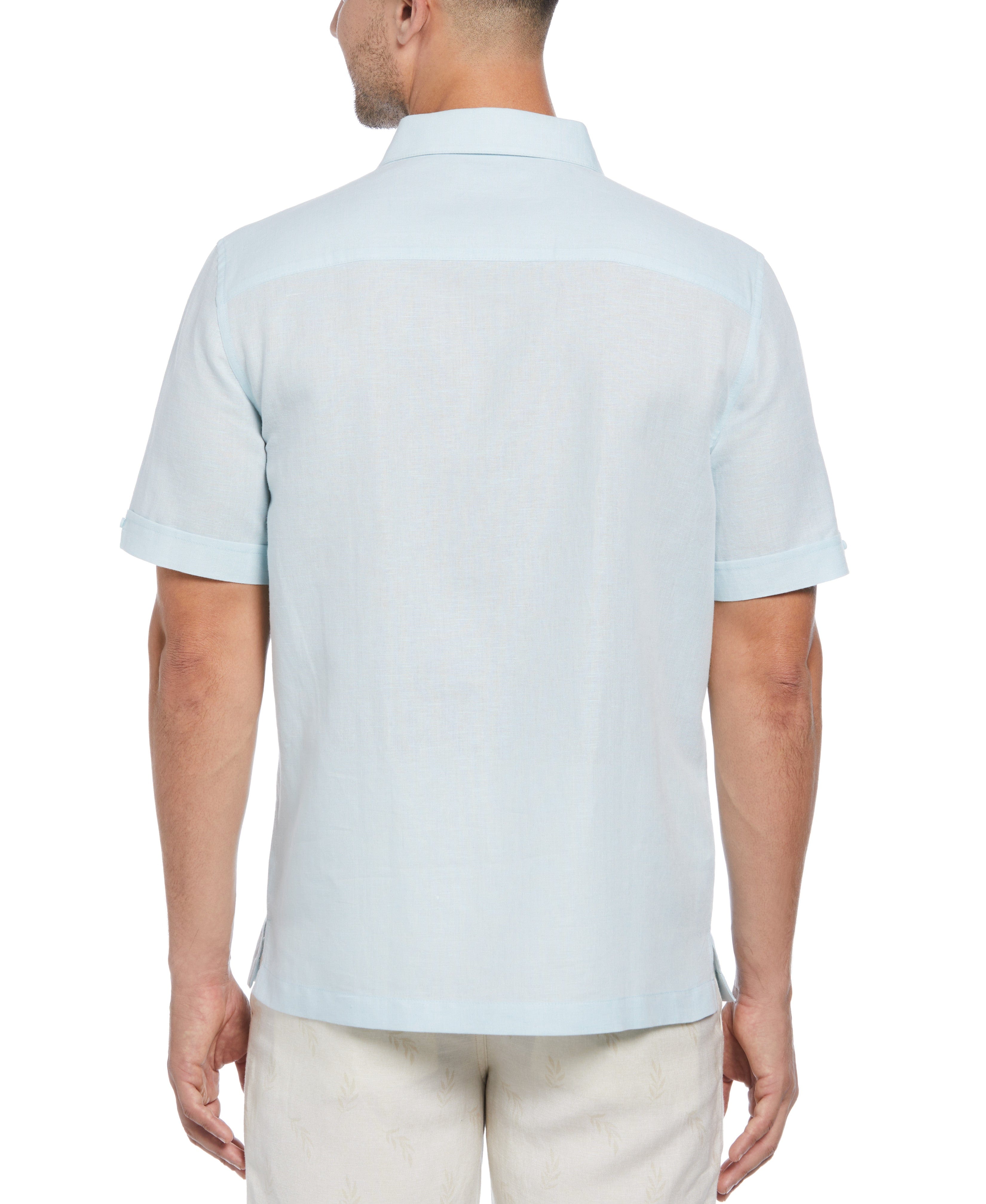 Linen Blend Stripe Panel Shirt