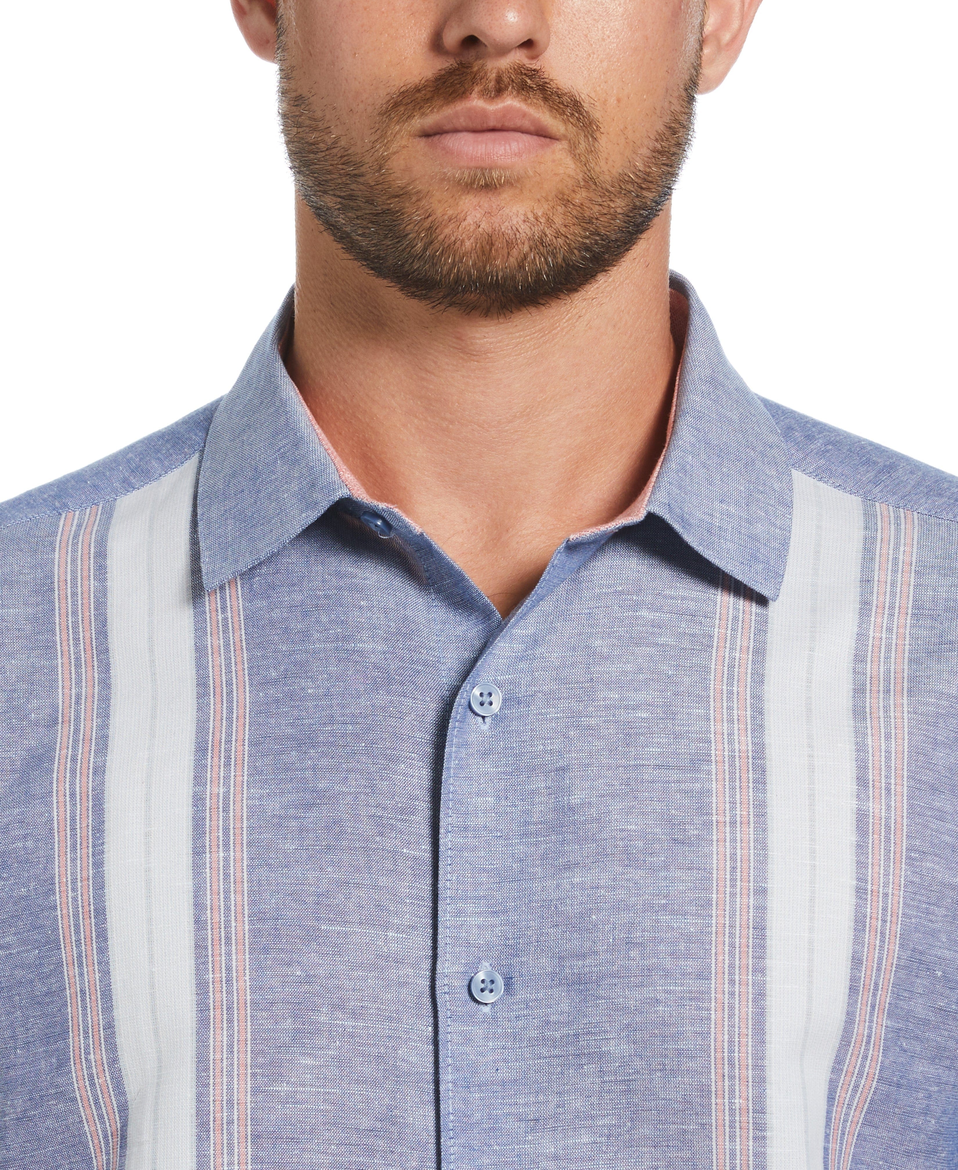Linen Blend Textured Panel Shirt