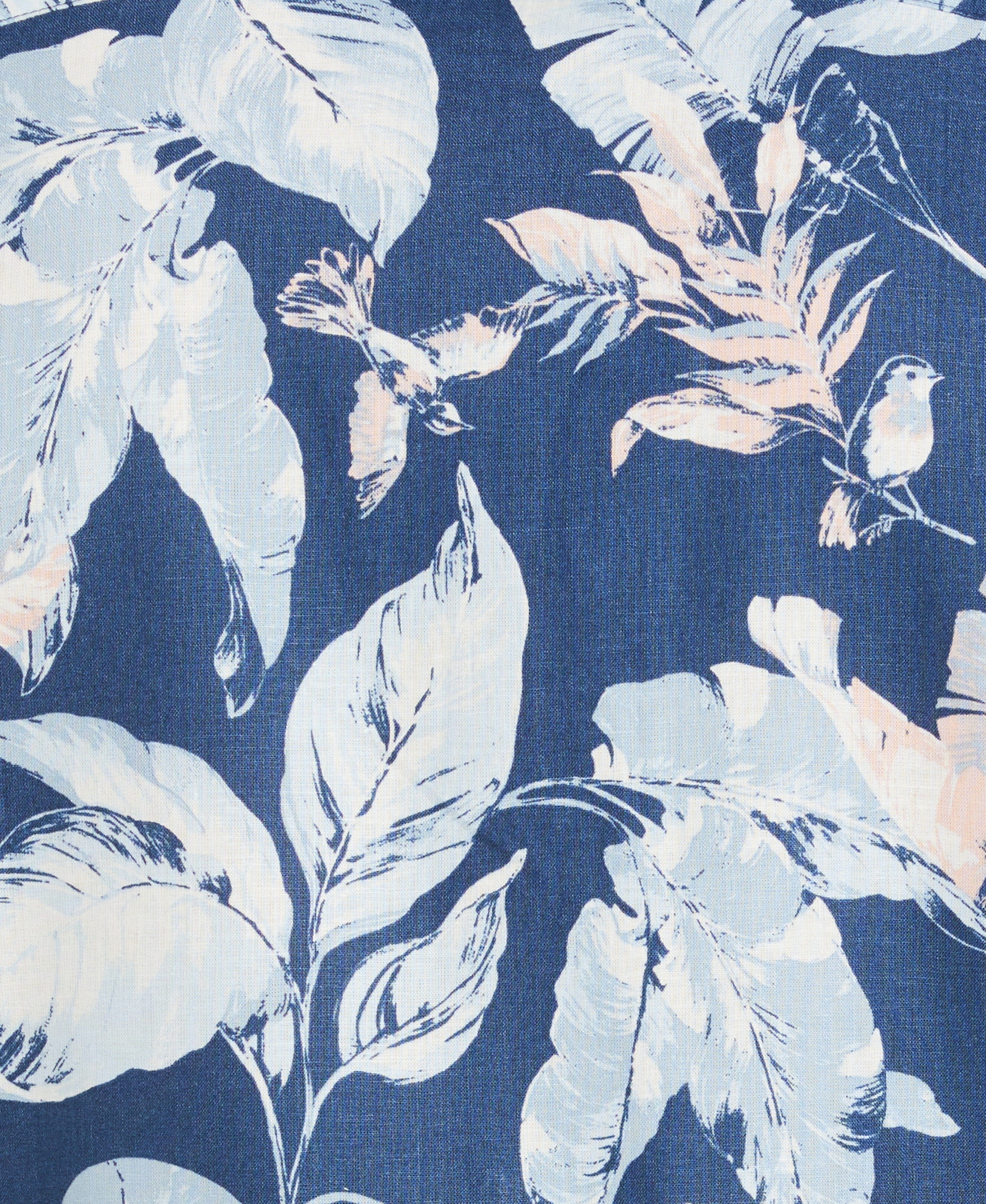 Linen-Blend Tropical Bird Print Shirt