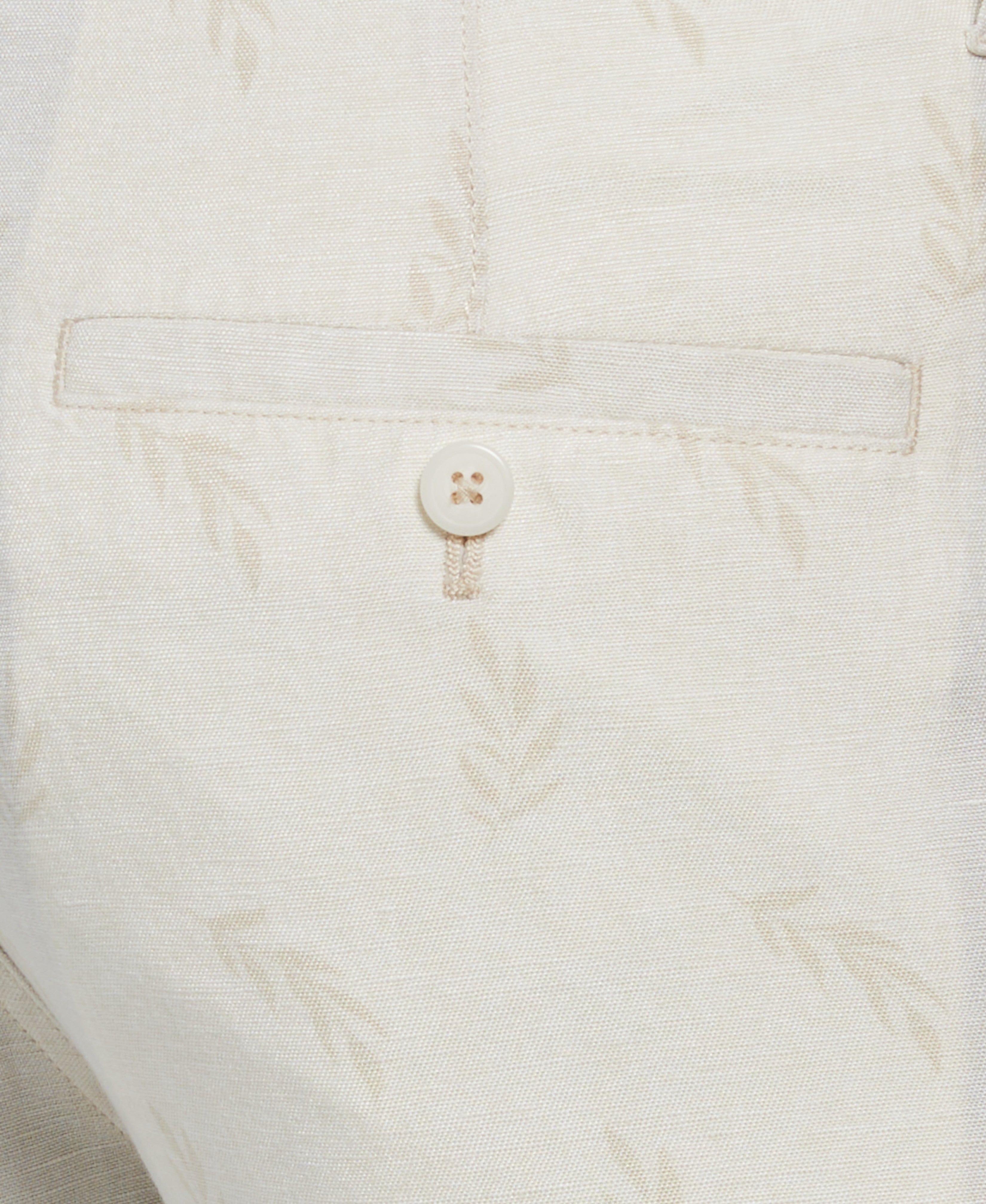 Linen Blend Tropical Leaf Print Short