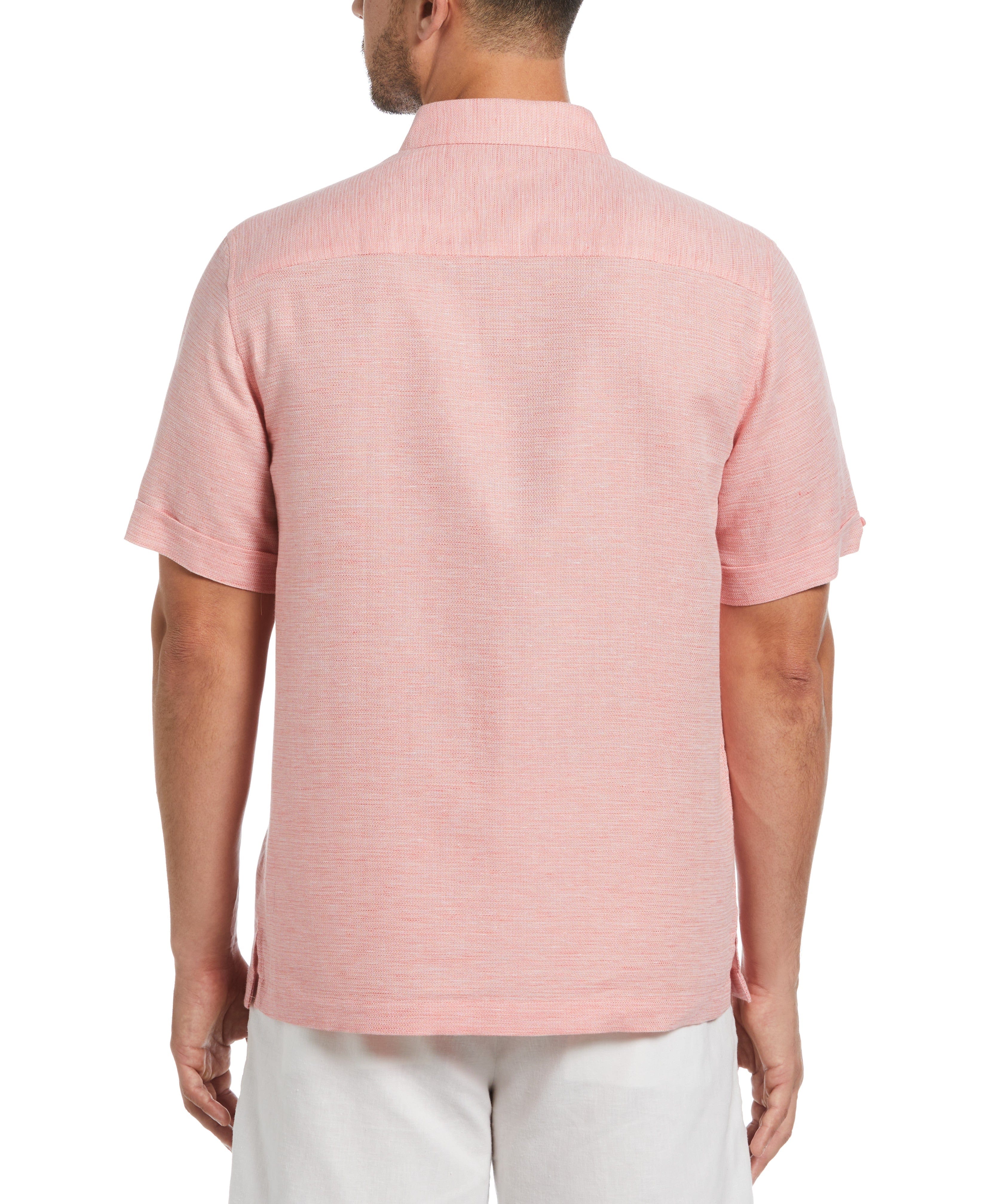 Linen Blend Tuck Panel Dobby Shirt