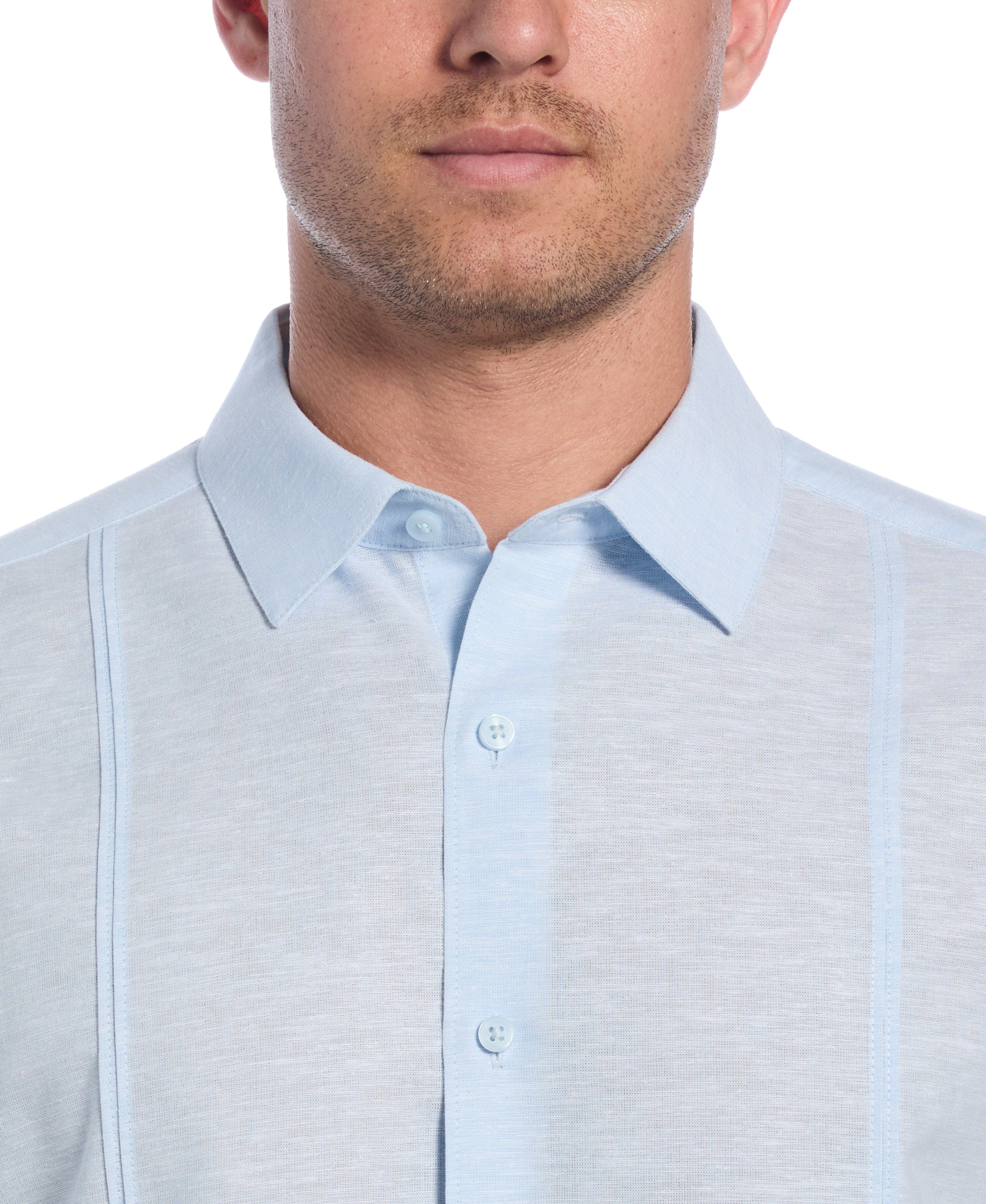 Linen Blend Tuck Panel Shirt