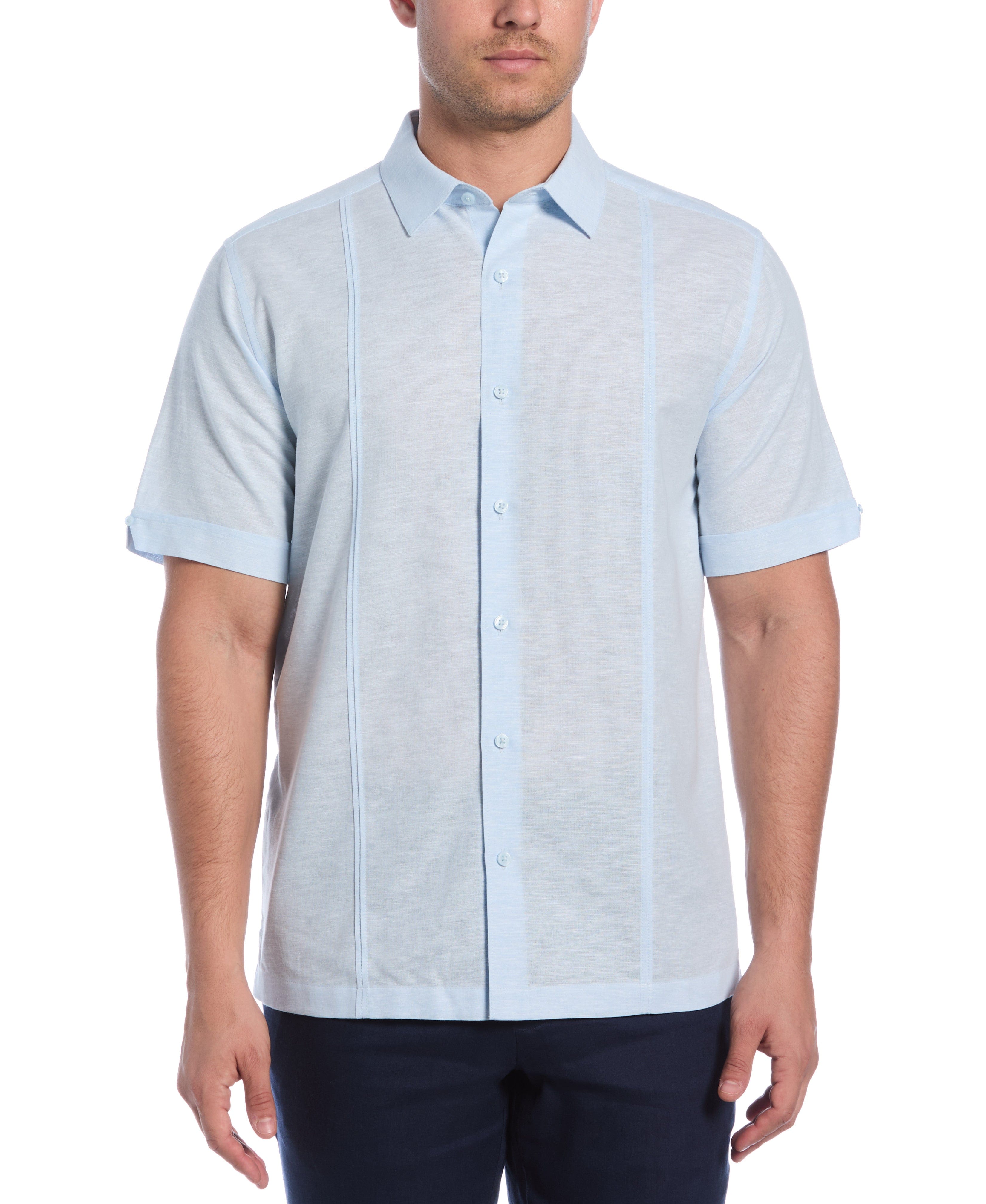 Linen Blend Tuck Panel Shirt