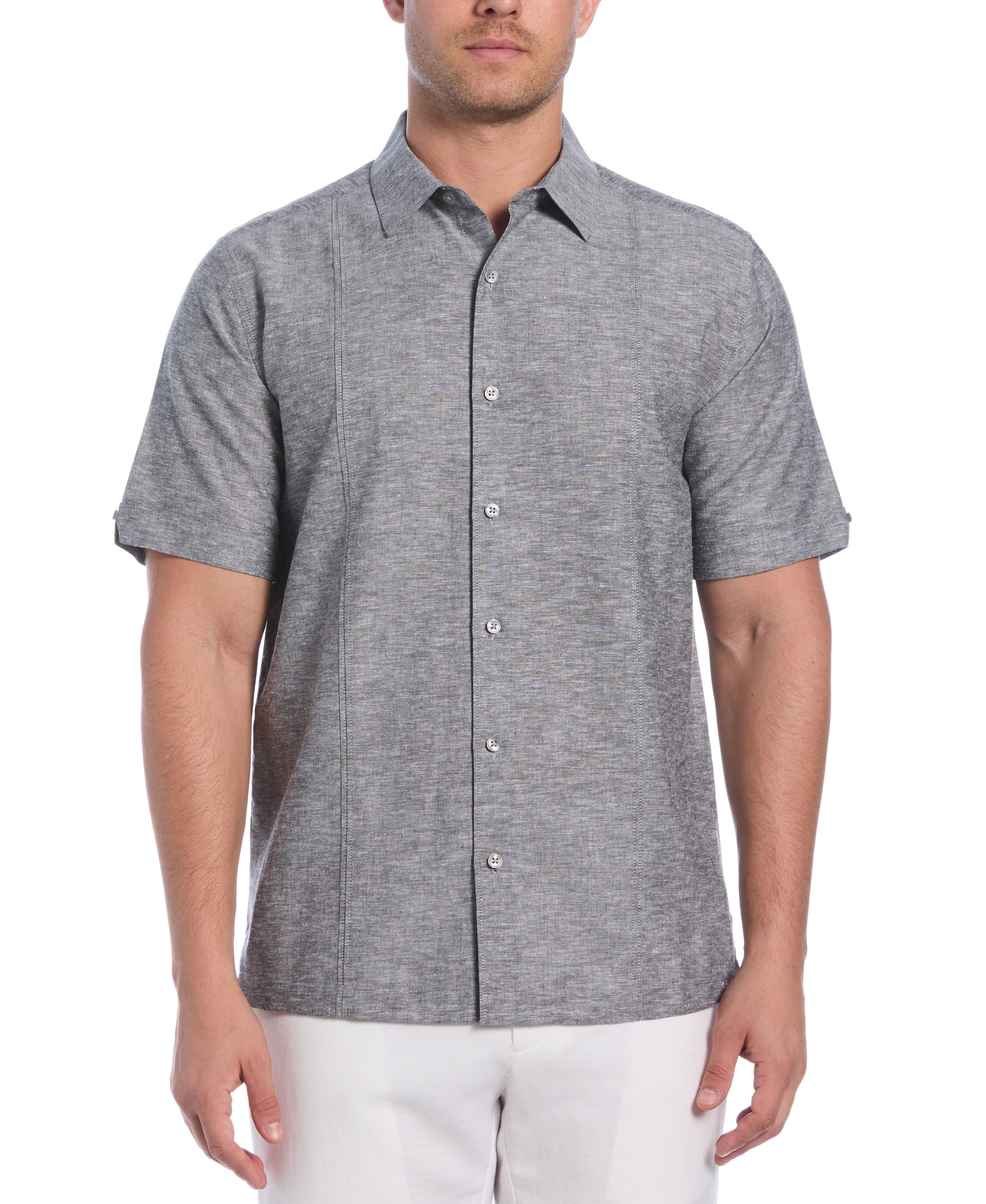 Linen Blend Tuck Panel Shirt