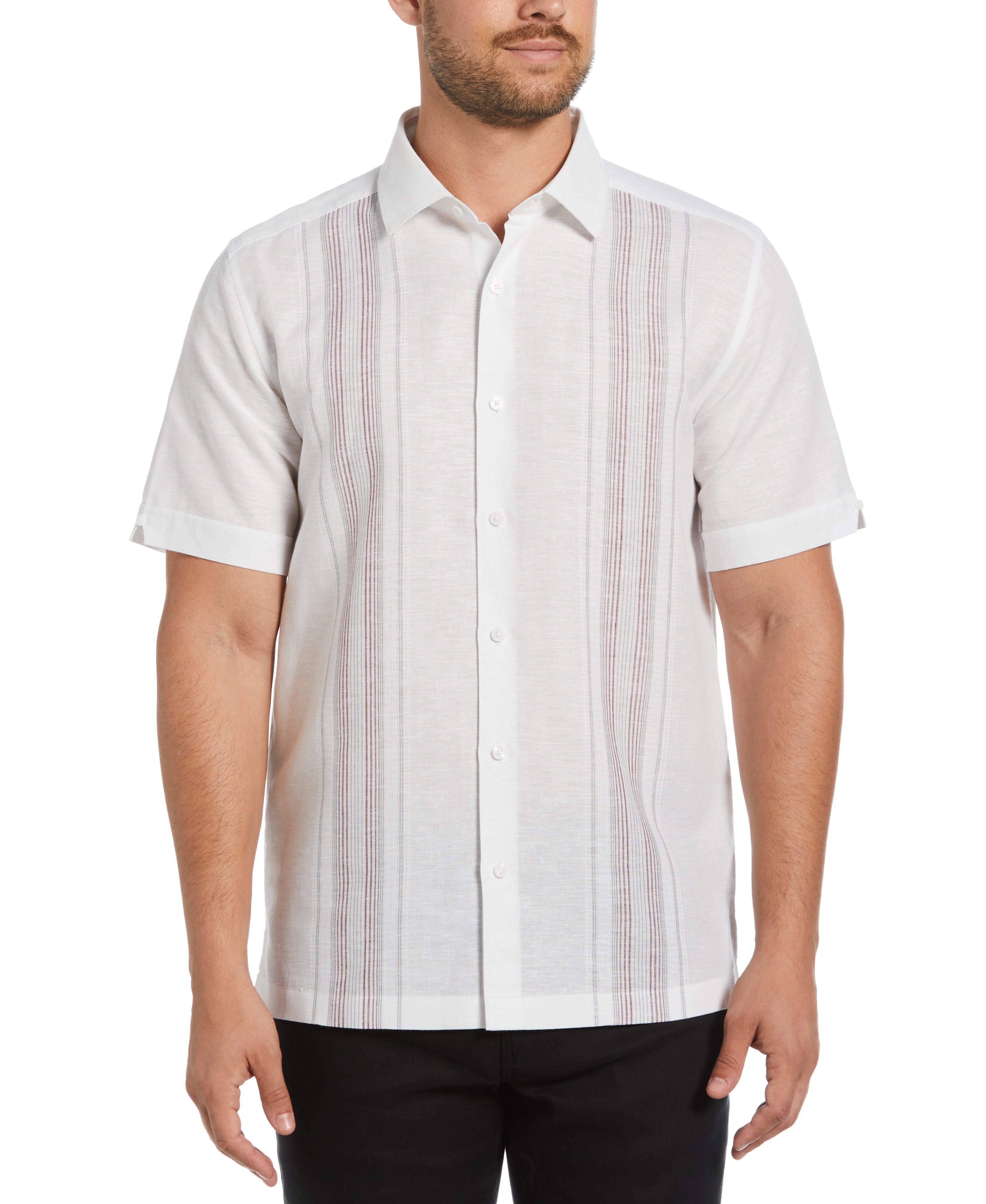 Linen Blend Yarn Dyed Panel Shirt