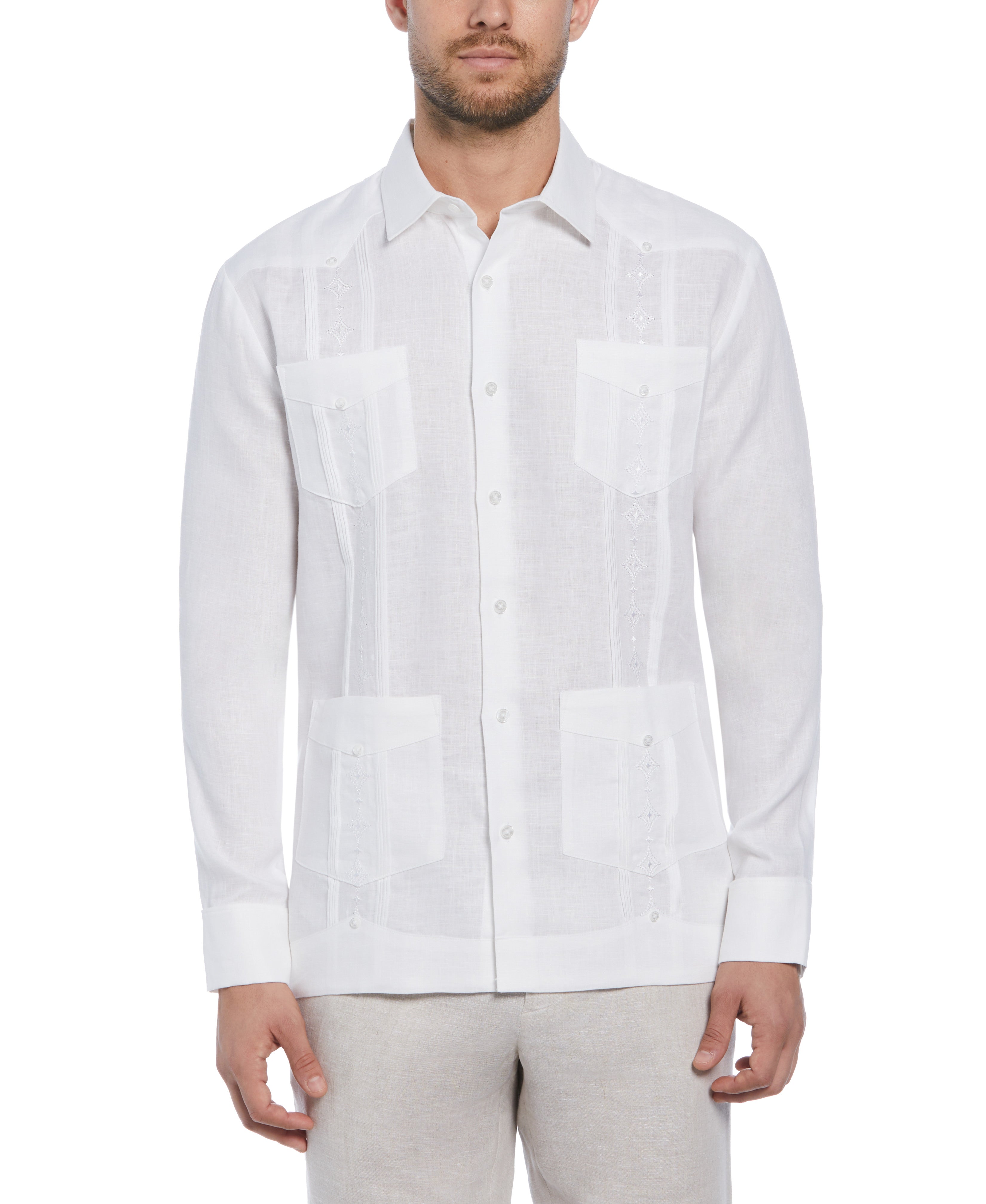 Linen Embroidered French Cuff Guayabera Shirt