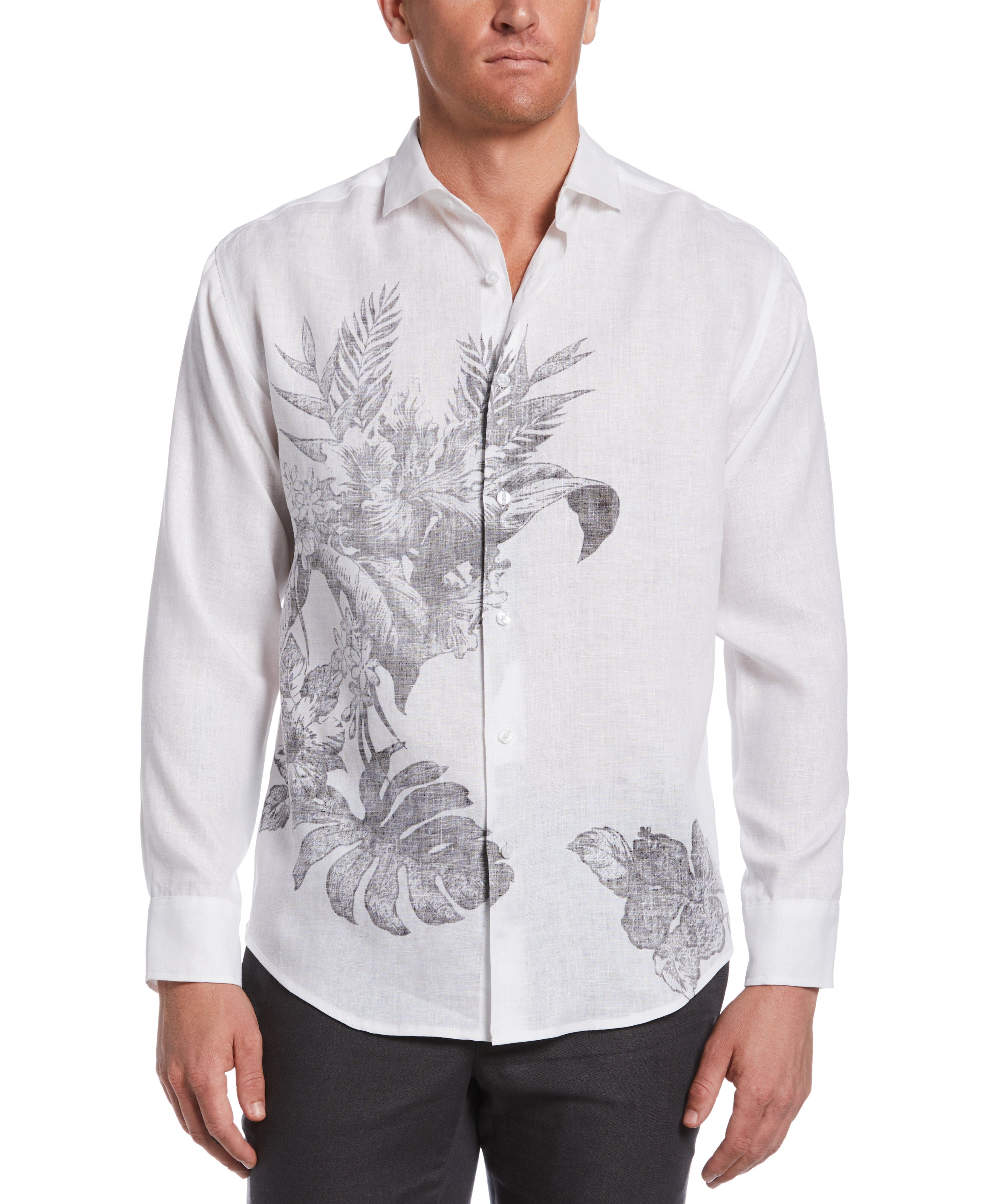 Linen Engineered Floral Print Shirt