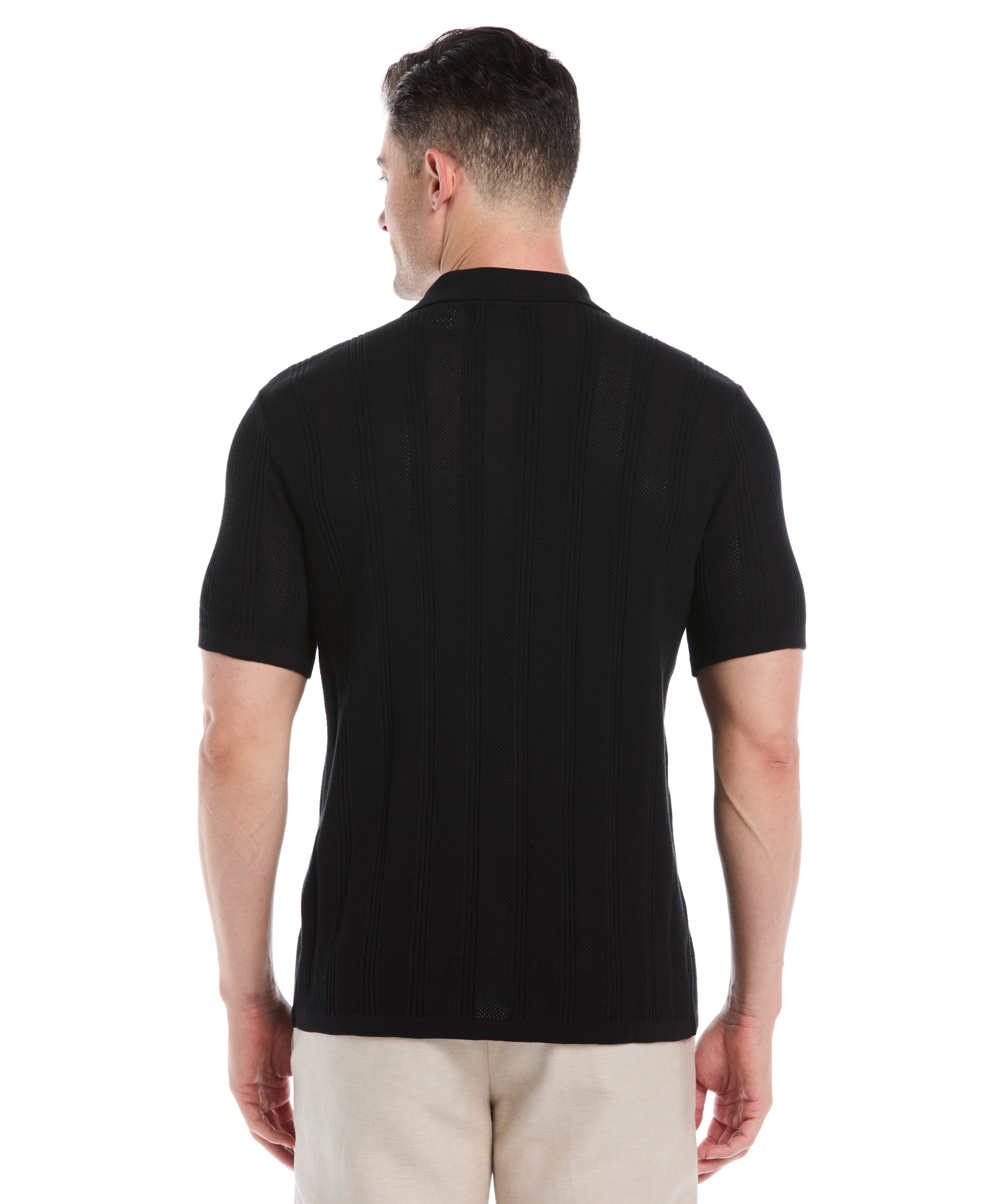 Mesh Stripe Short Sleeve Sweater