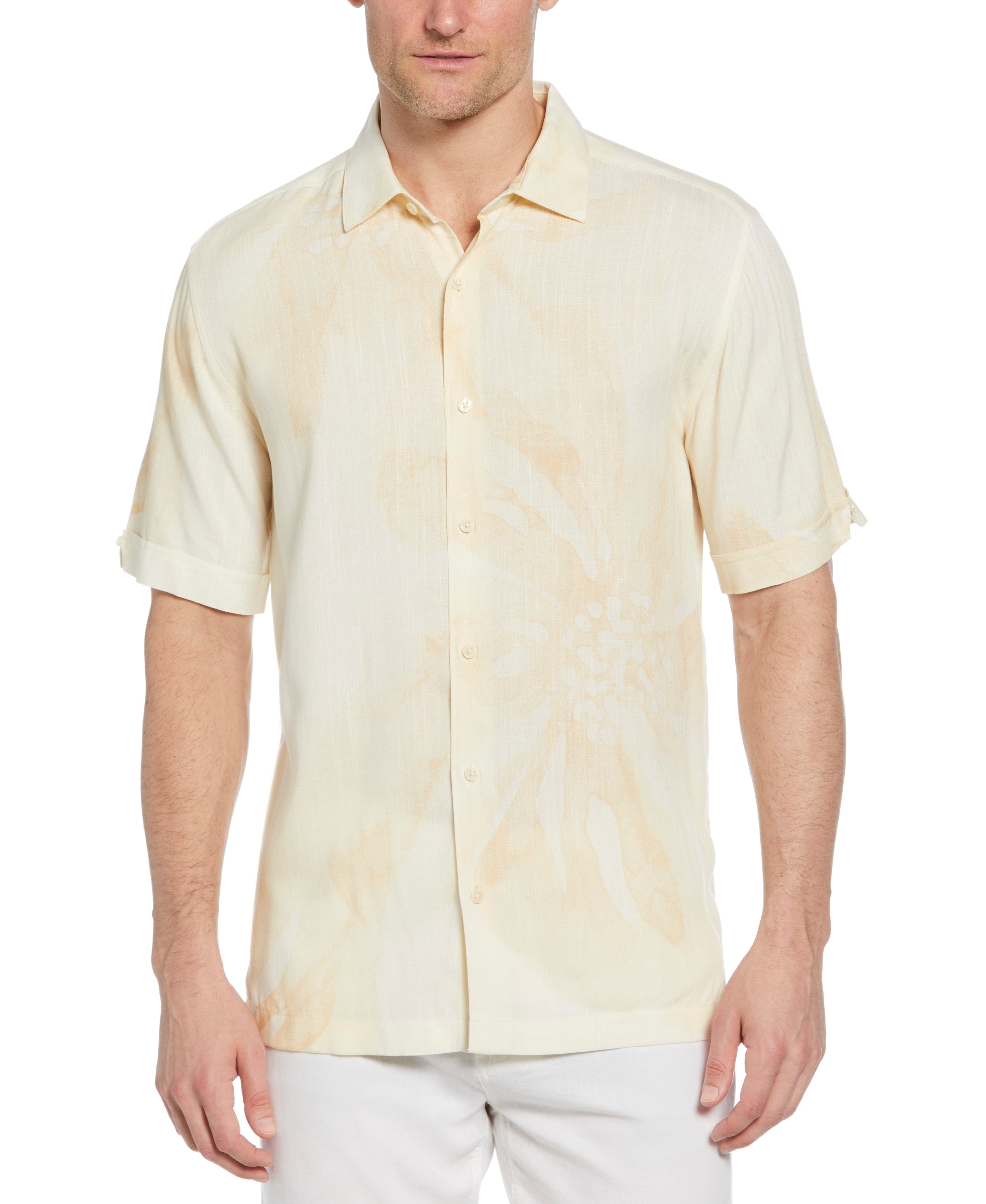 Oversized Tropical Placement Print Shirt
