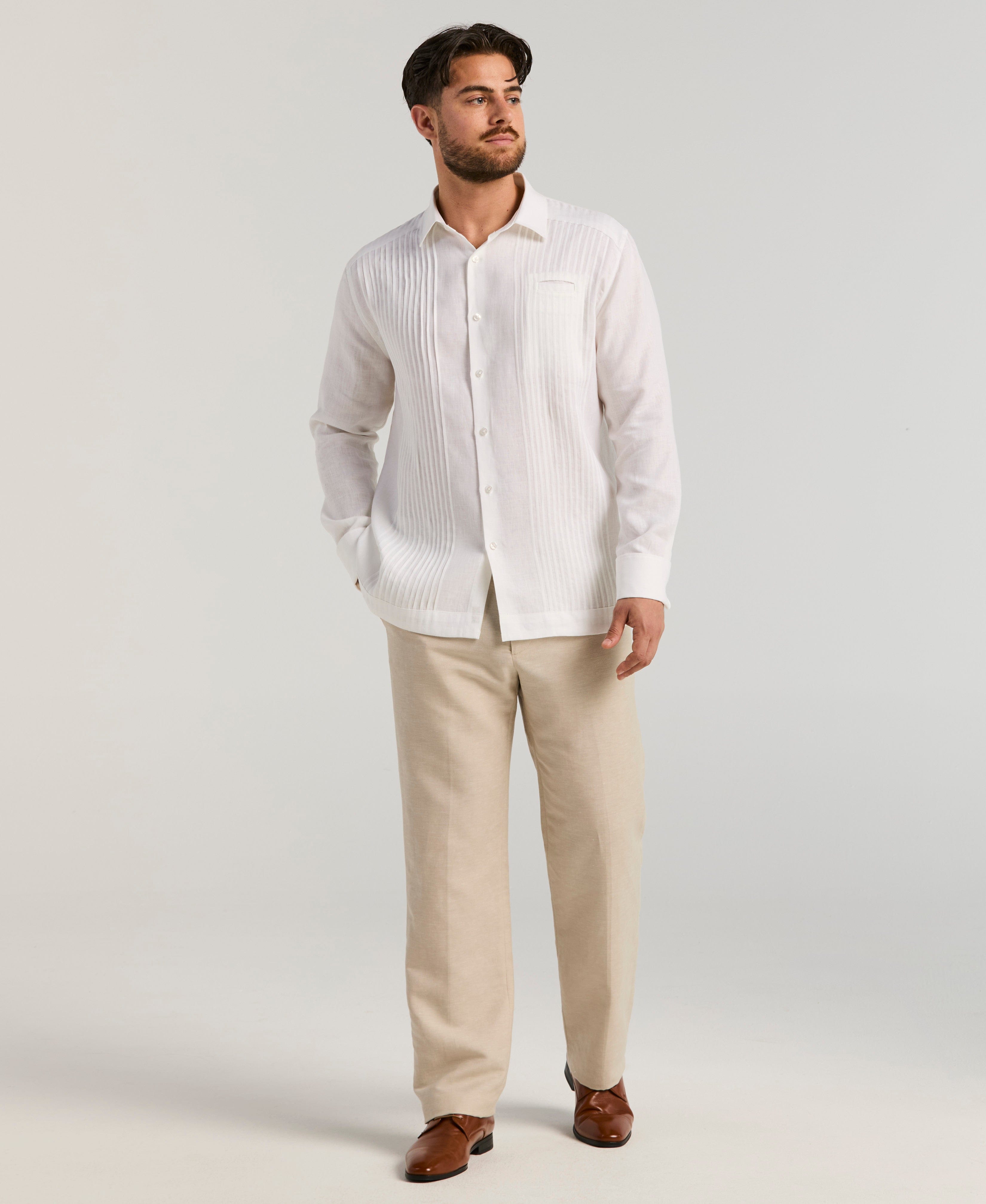 Solid Linen Presidente Guayabera Shirt