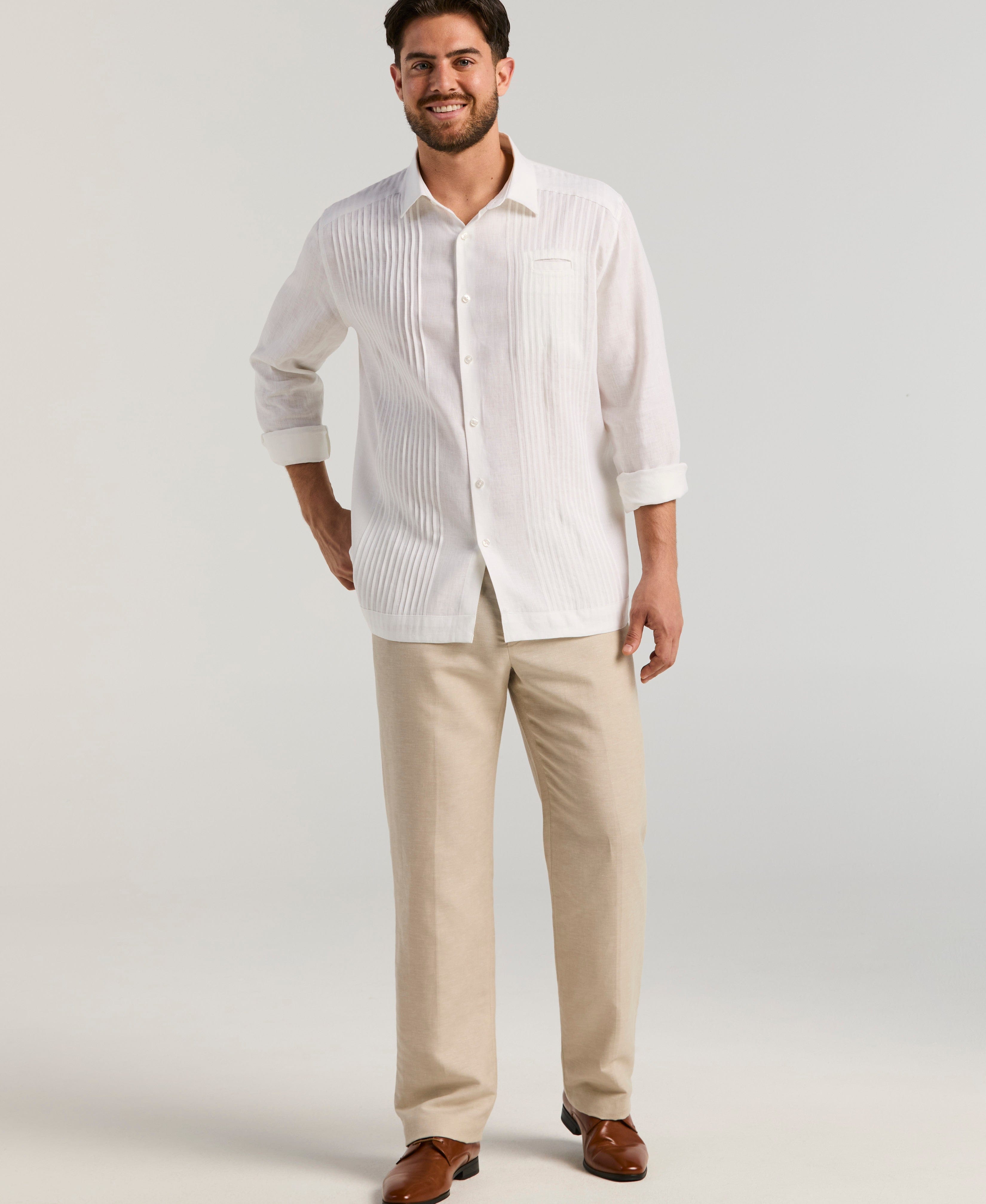 Solid Linen Presidente Guayabera Shirt