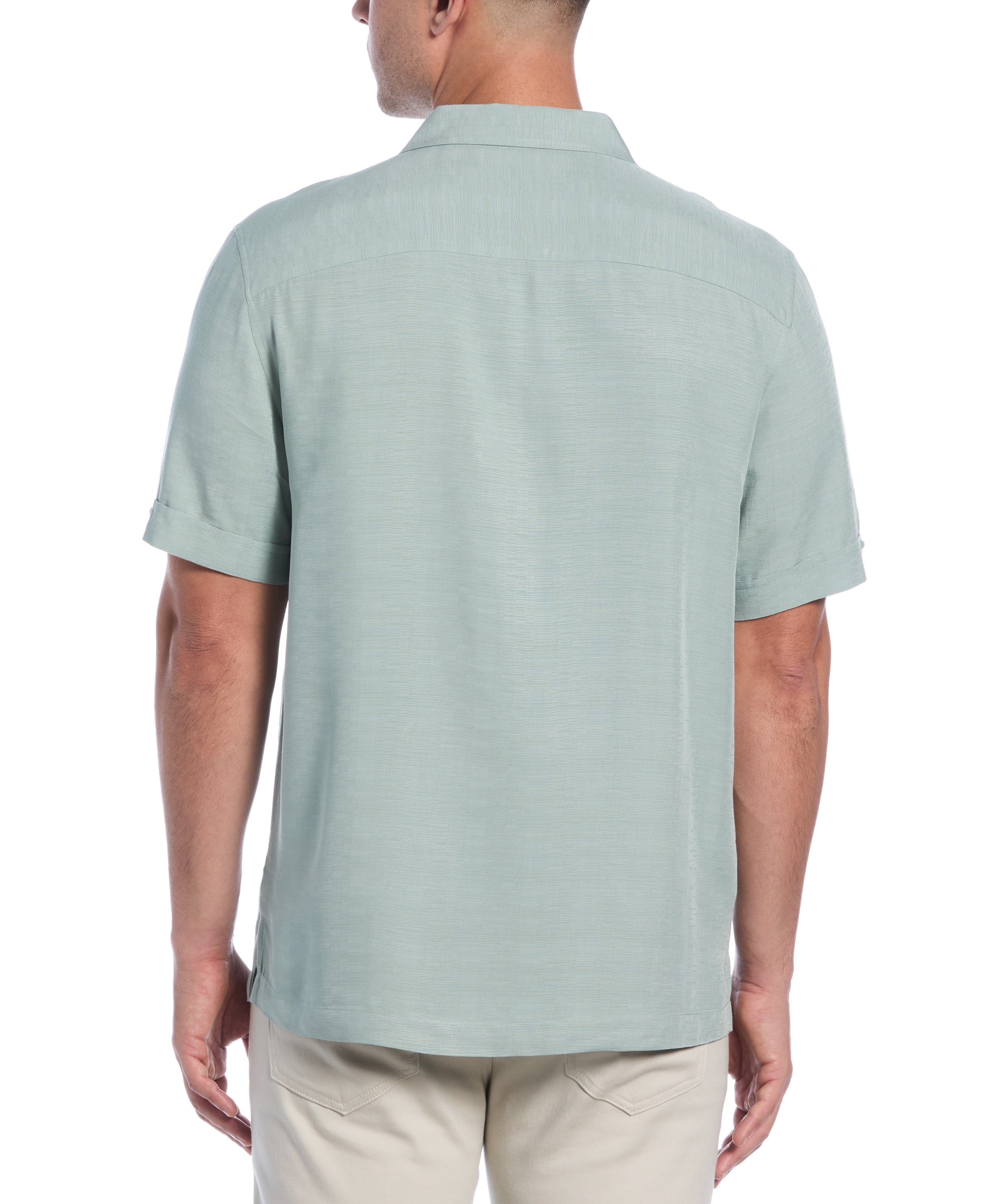 Solid Textured Cuban Collar Shirt