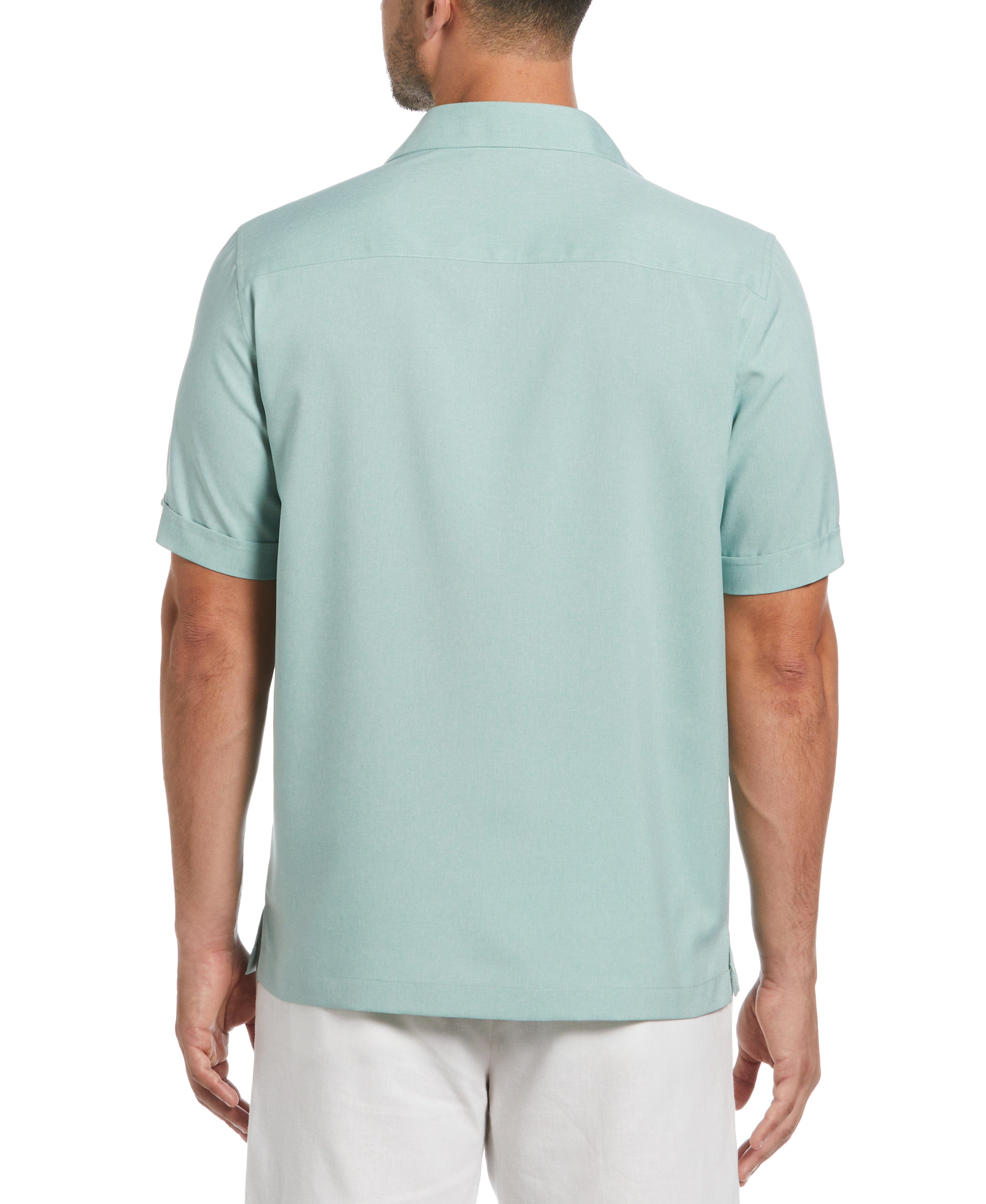 Two-Tone Cross Tuck Chambray Shirt