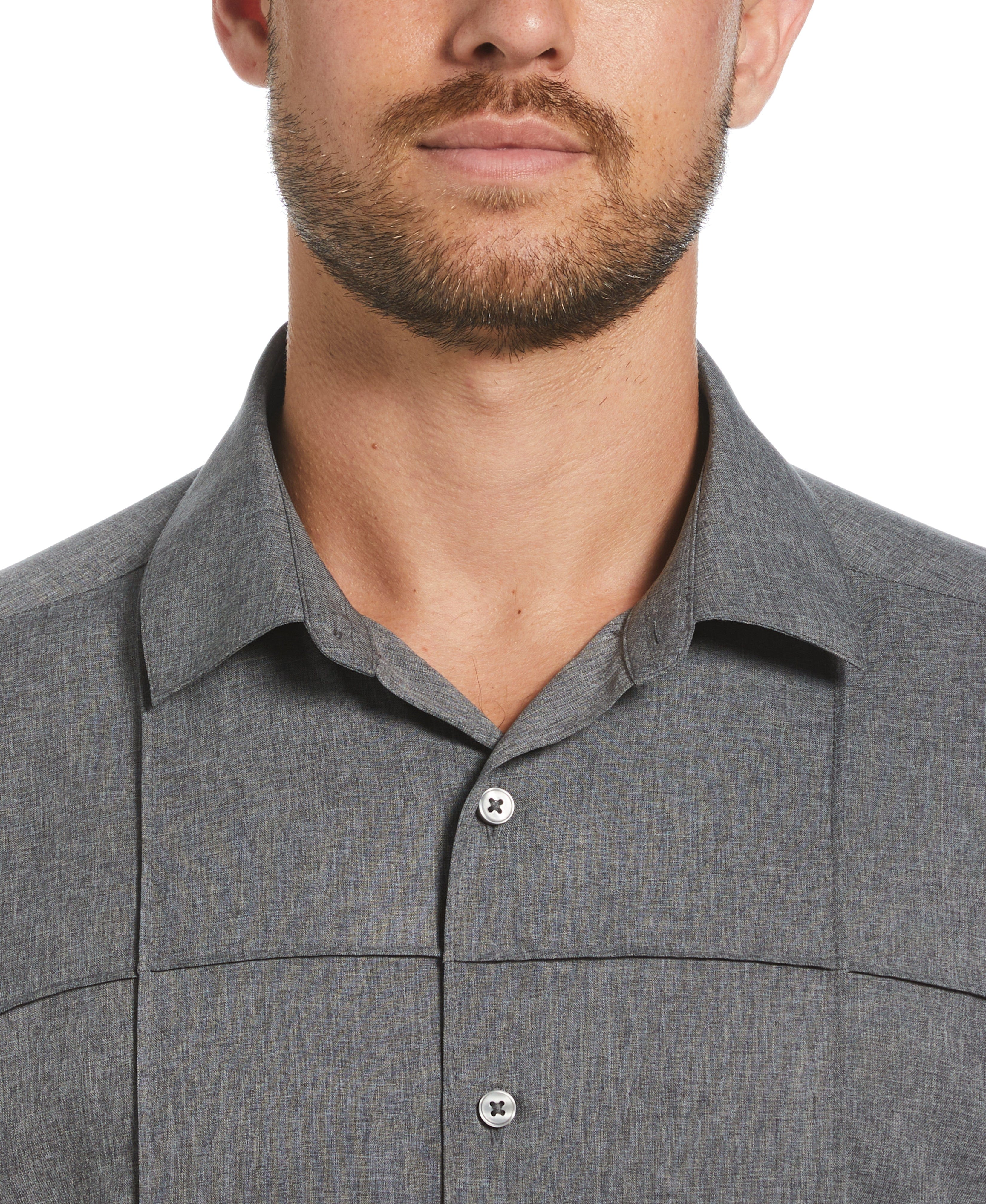 Two-Tone Cross Tuck Chambray Shirt