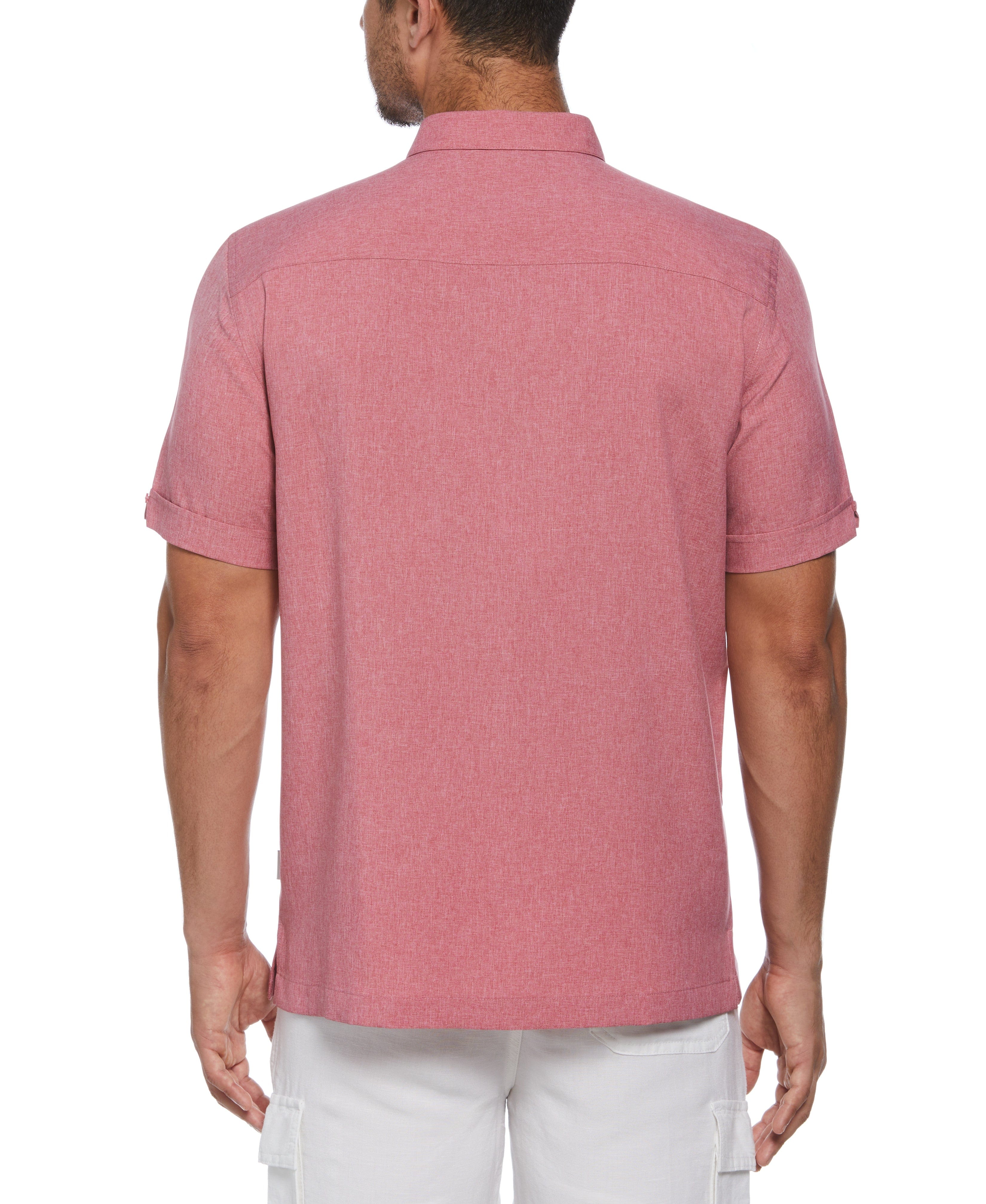 Two-Tone Cross Tuck Chambray Shirt