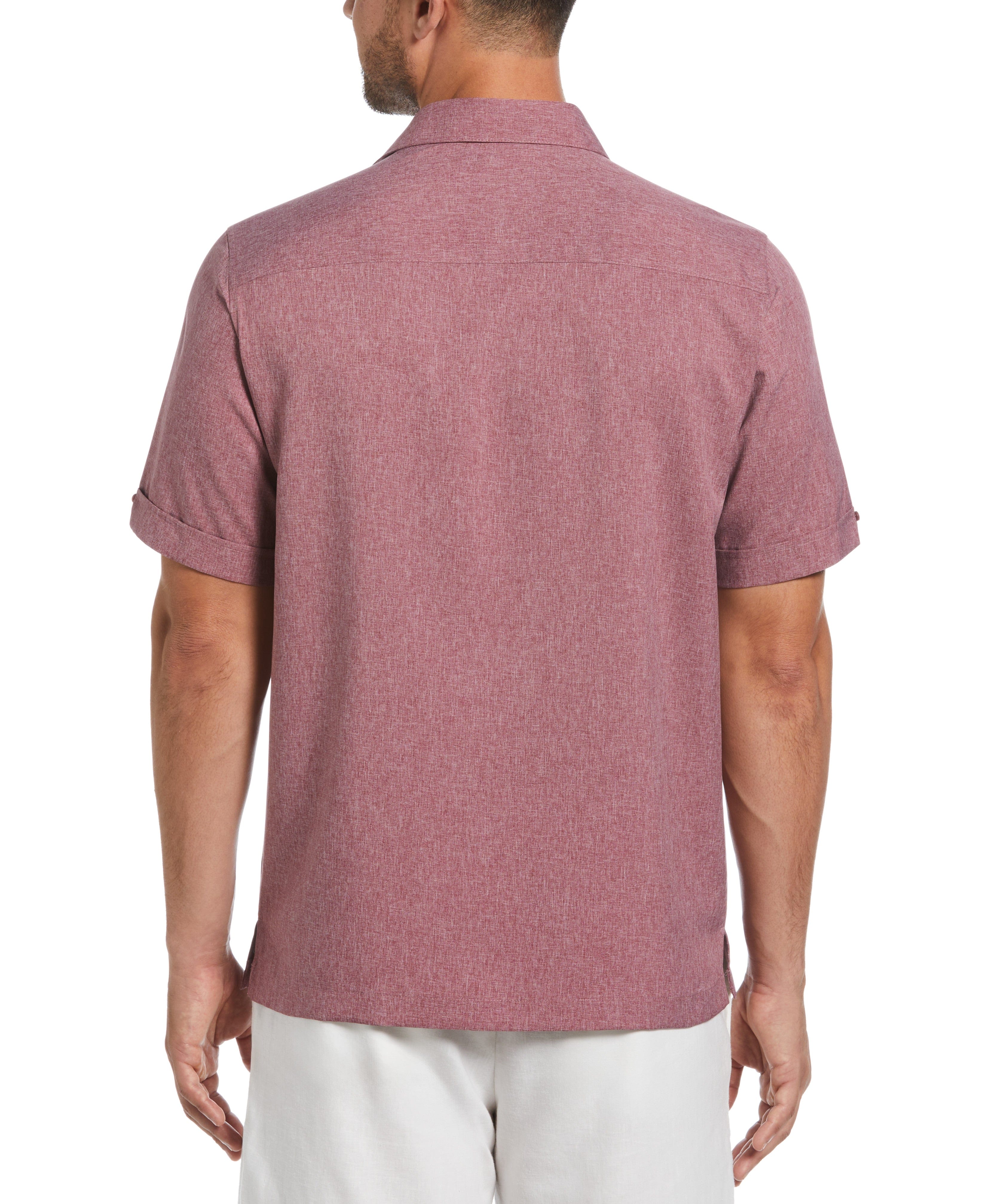 Two-Tone Cross Tuck Chambray Shirt