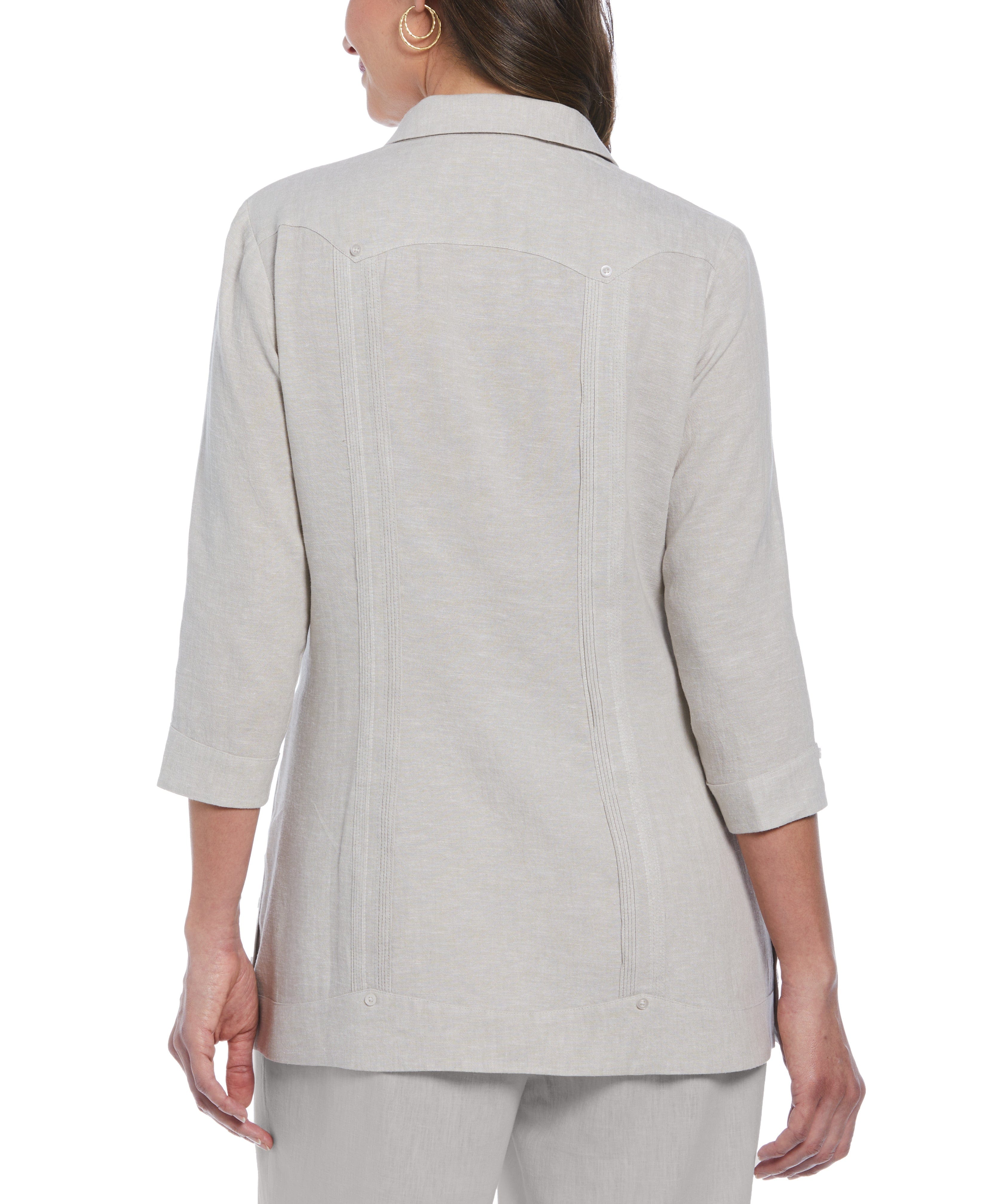 Women's Two-Tone Linen Blend Guayabera Shirt