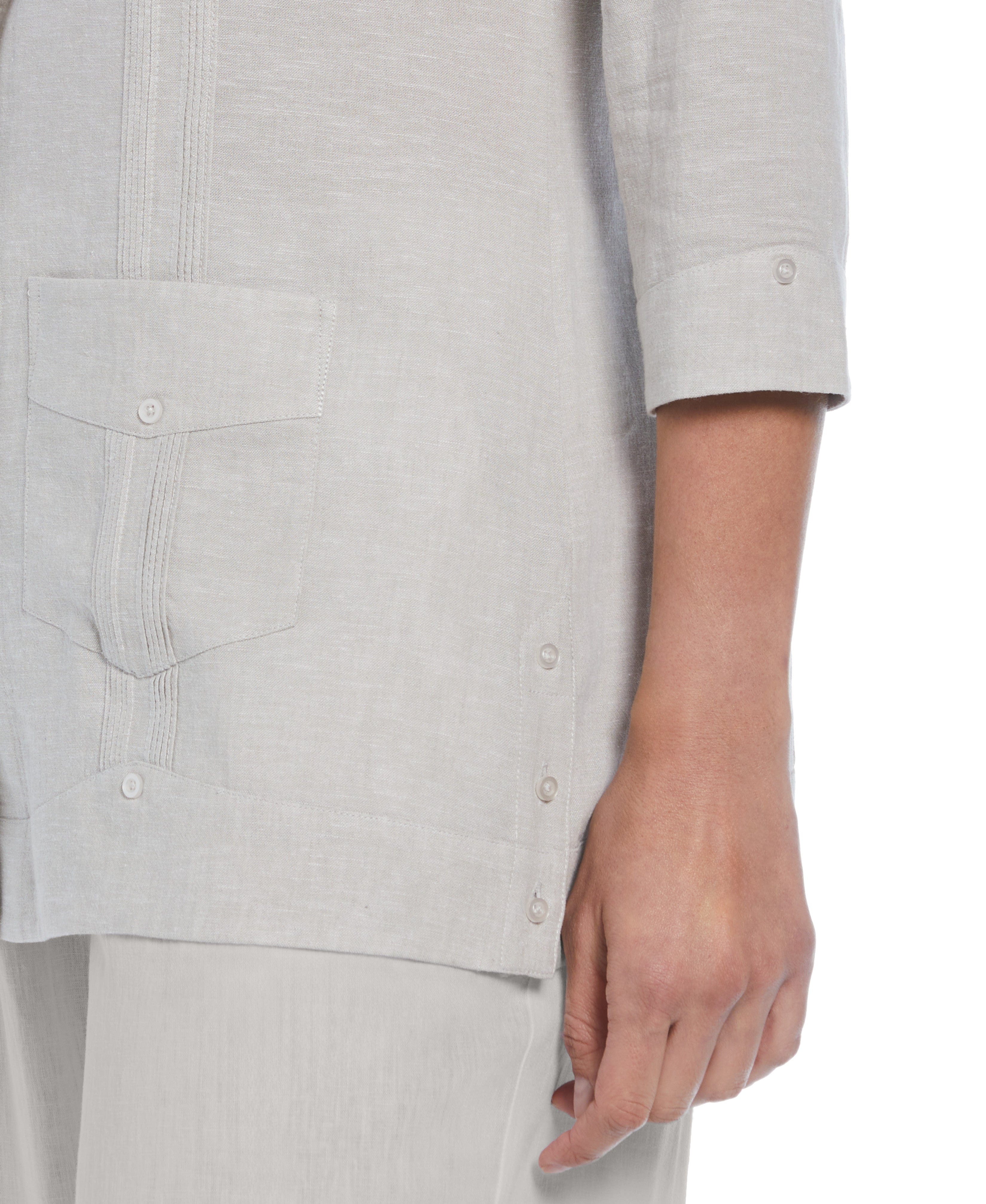 Women's Two-Tone Linen Blend Guayabera Shirt