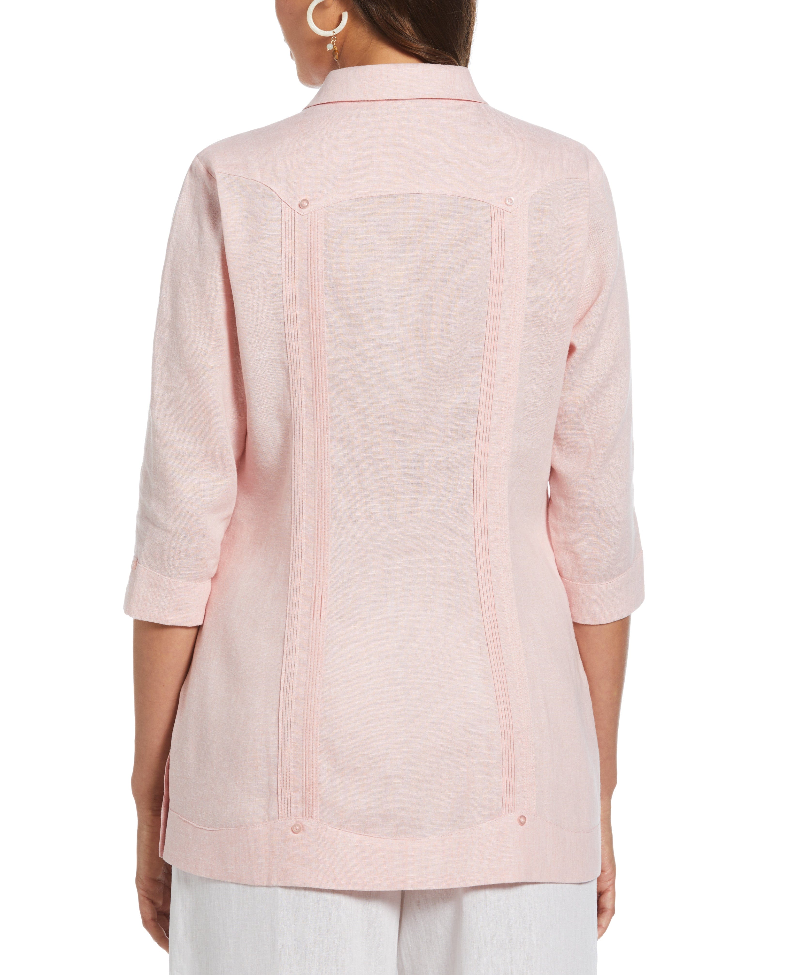 Women's Two-Tone Linen Blend Guayabera Shirt