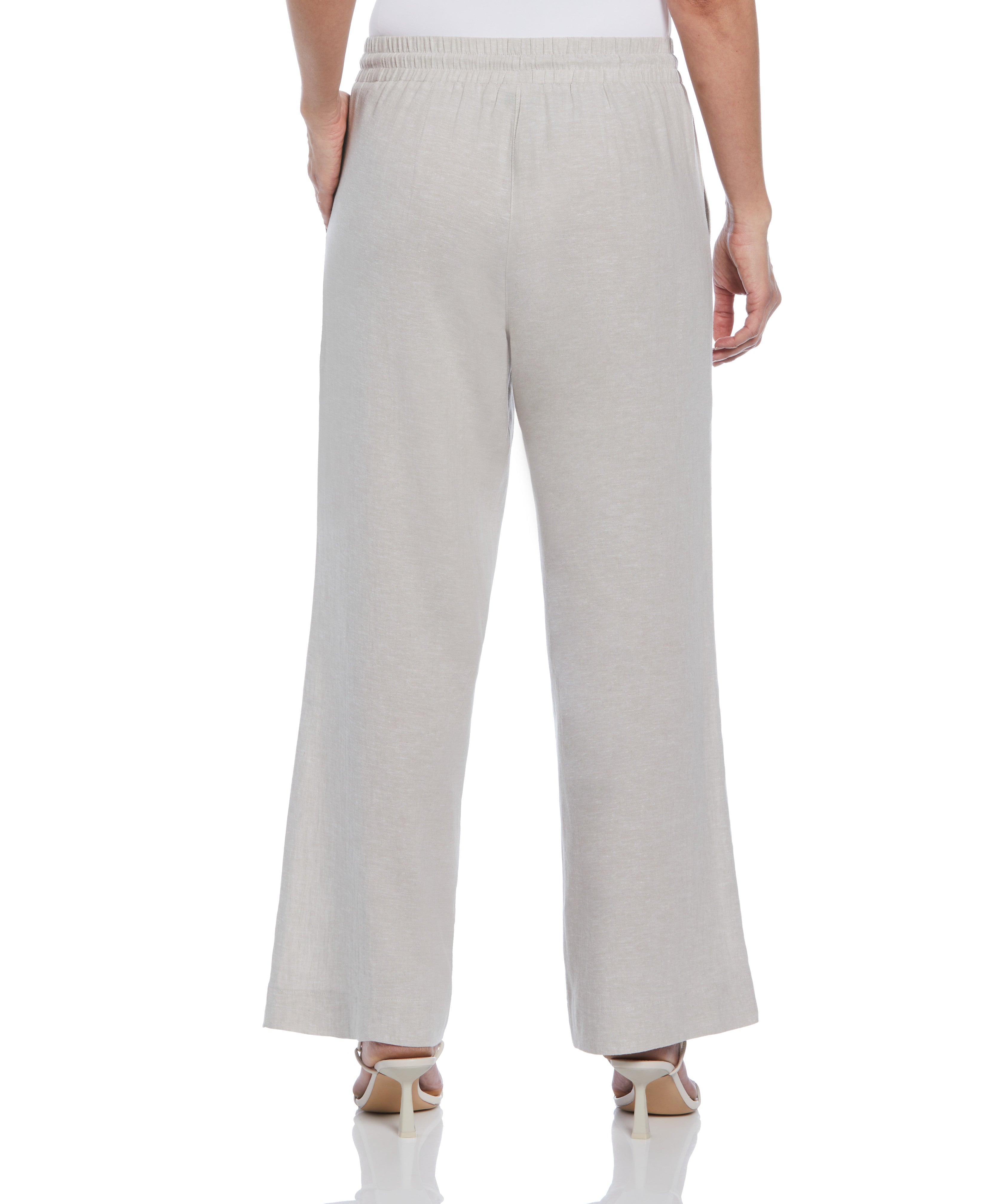 Women's Cross Dyed Linen Blend Wide Leg Drawstring Pant