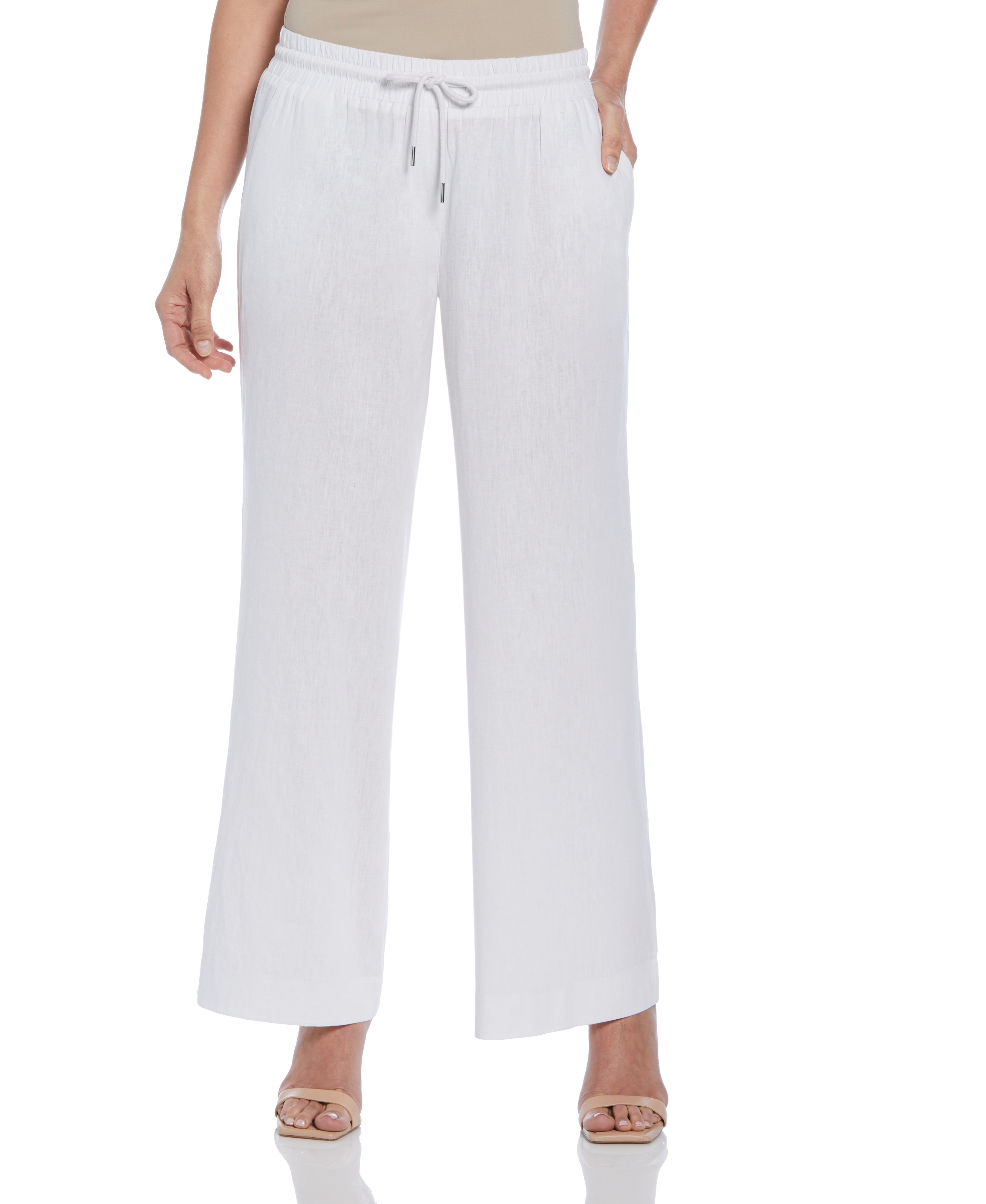 Women's Wide Leg Linen Blend Drawstring Pant