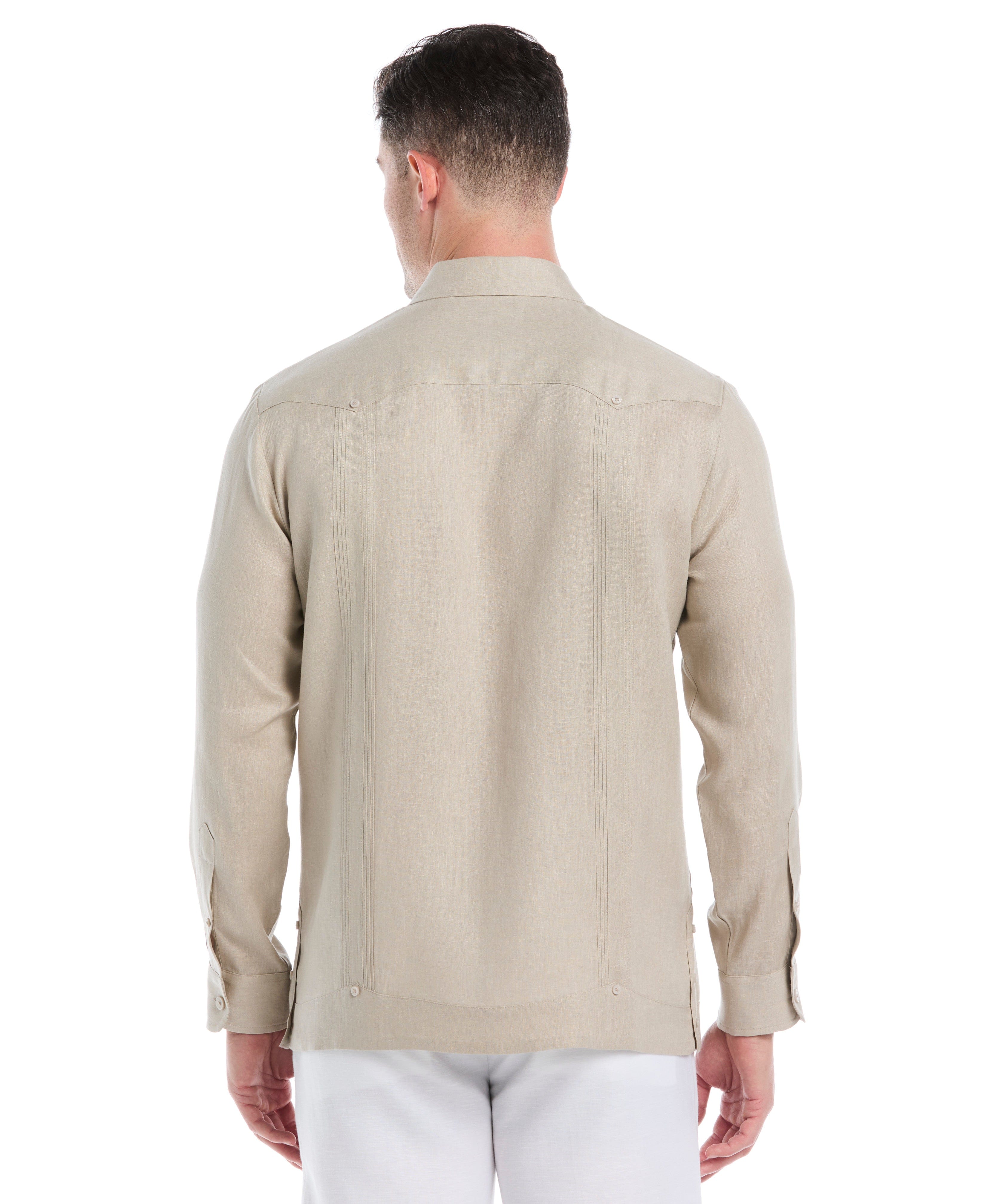 100% Linen Classic Guayabera Shirt - Long Sleeve