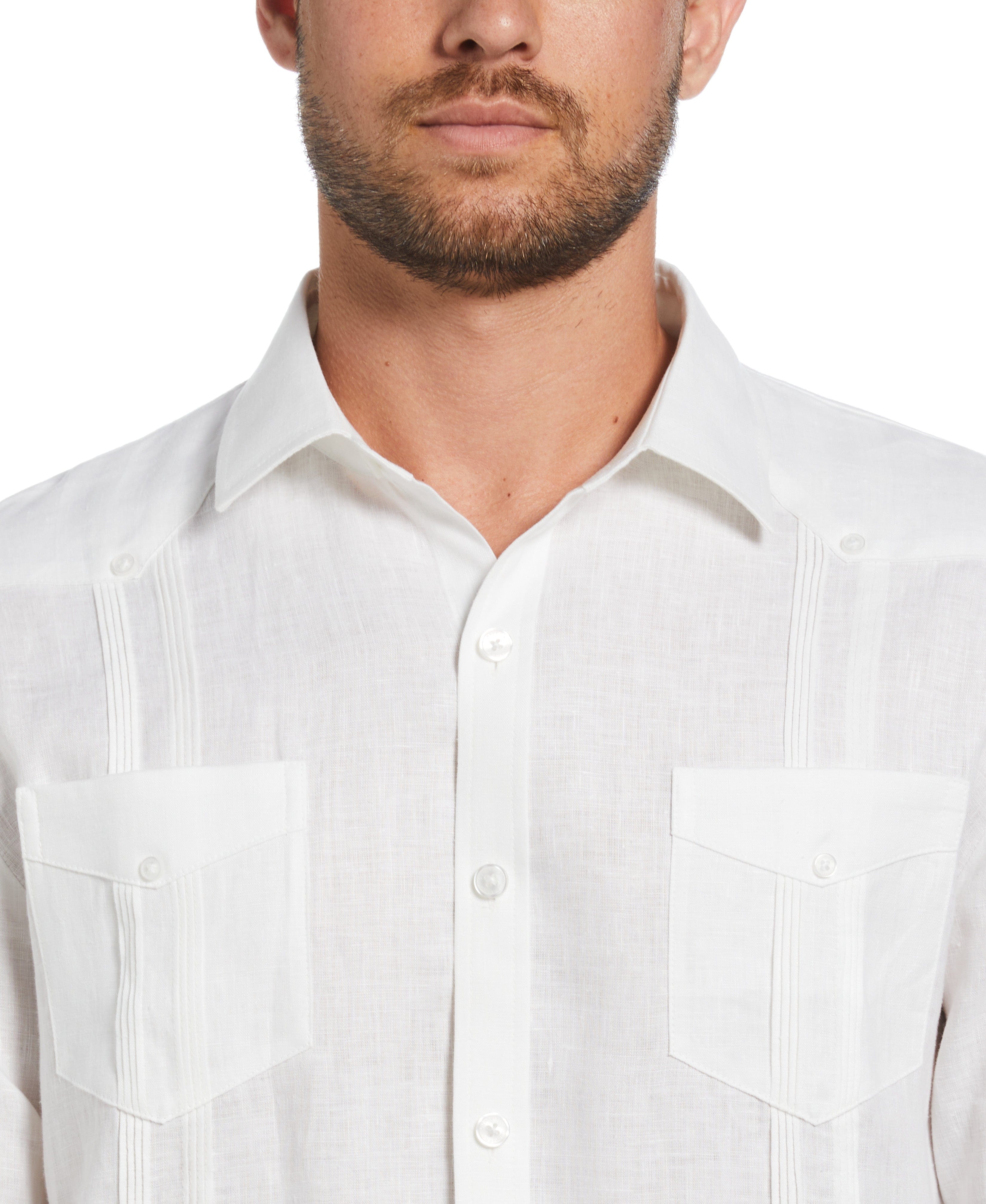 100% Linen Classic Guayabera Shirt - Long Sleeve