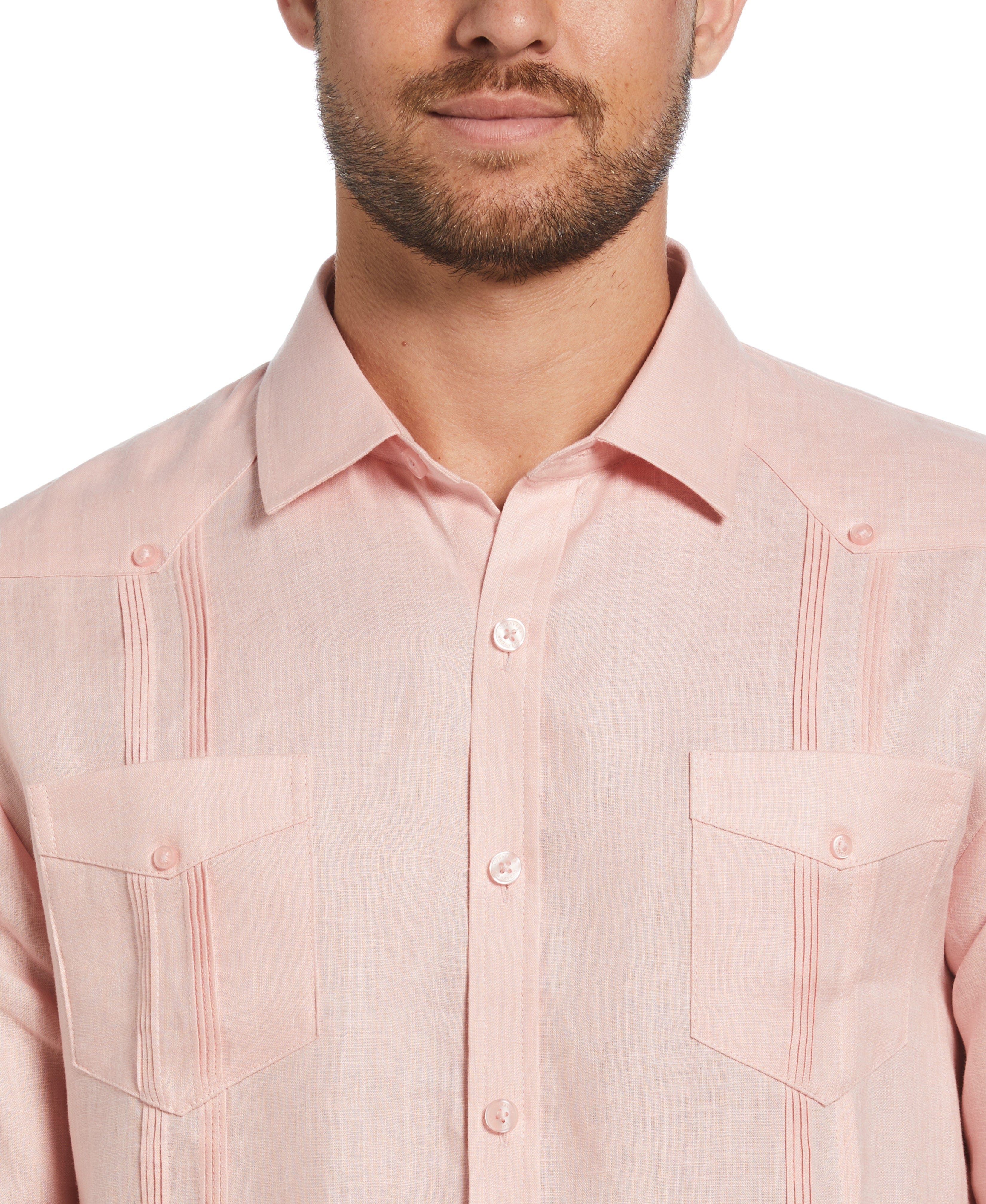 100% Linen Classic Guayabera Shirt - Long Sleeve
