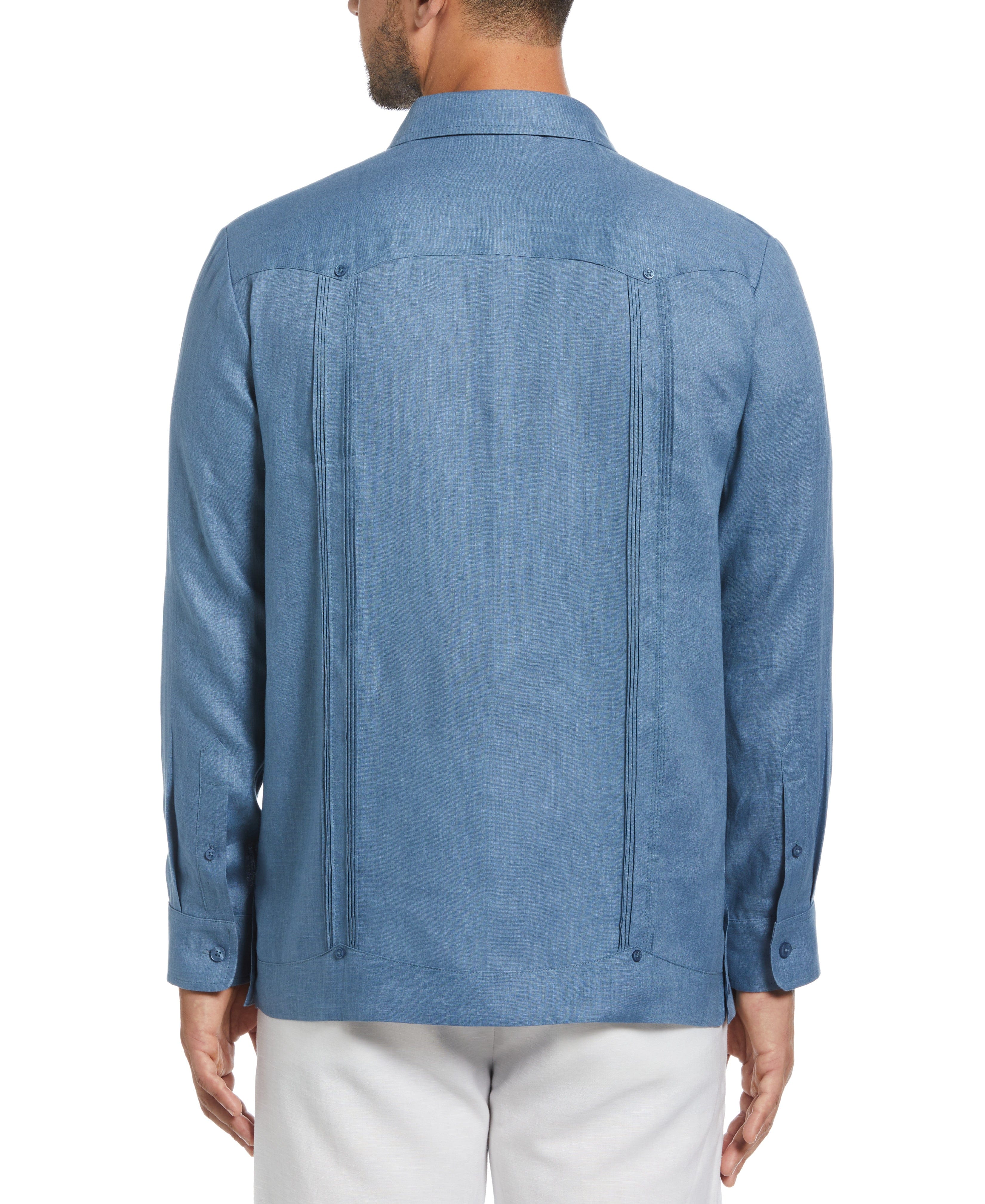 100% Linen Classic Guayabera Shirt - Long Sleeve