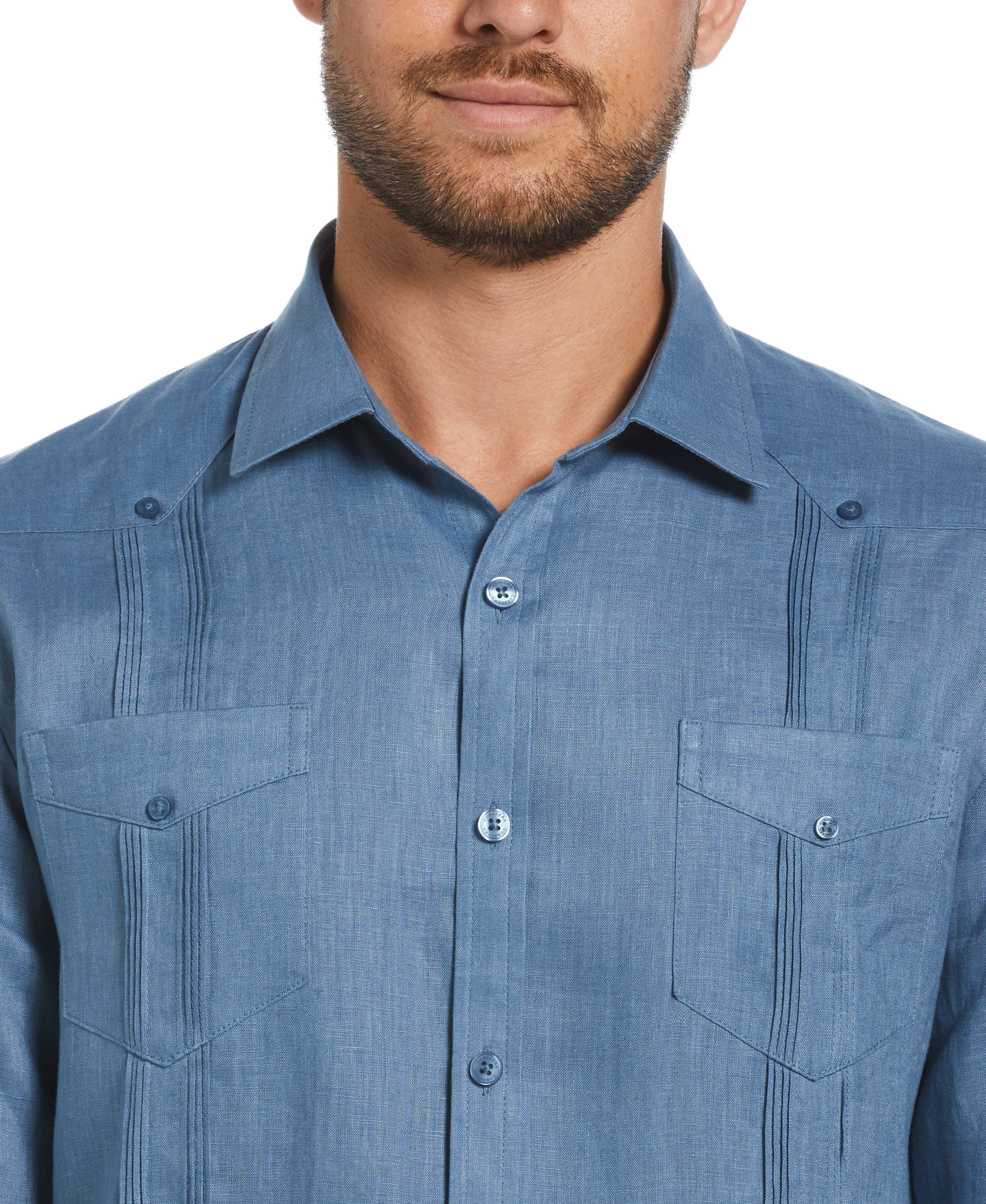100% Linen Classic Guayabera Shirt - Long Sleeve