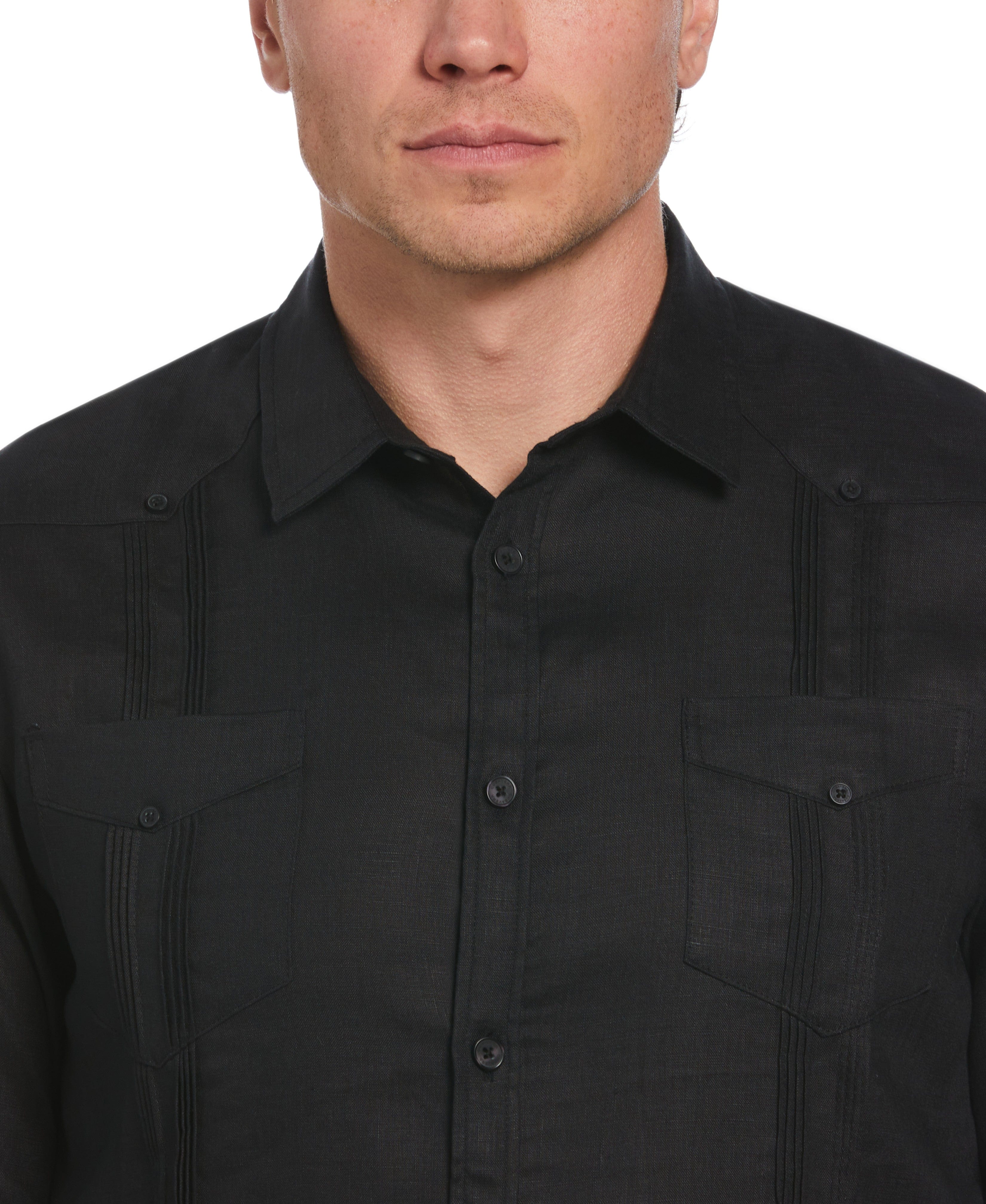 100% Linen Classic Guayabera Shirt - Long Sleeve