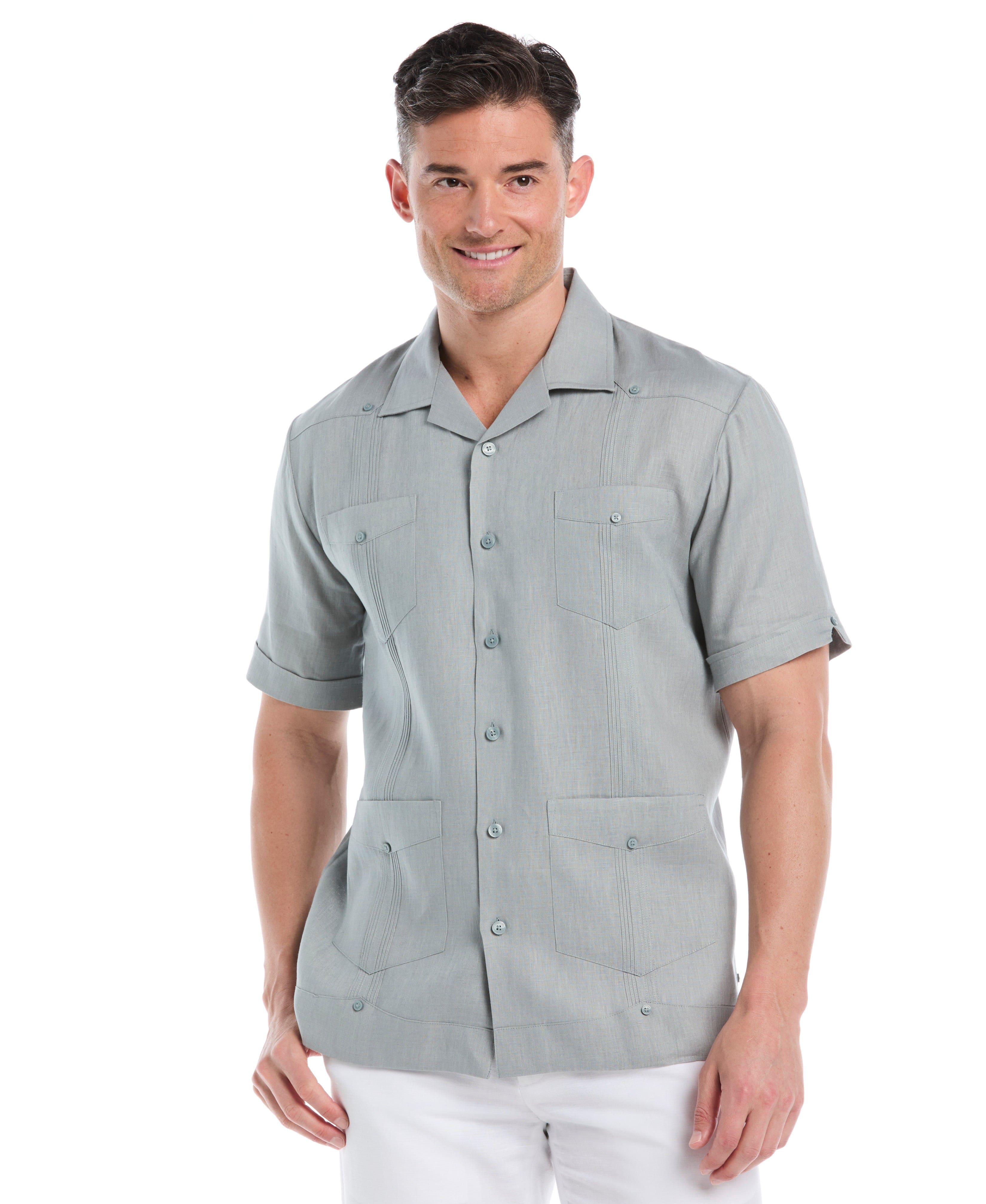 100% Linen Classic Guayabera Shirt - Short Sleeve