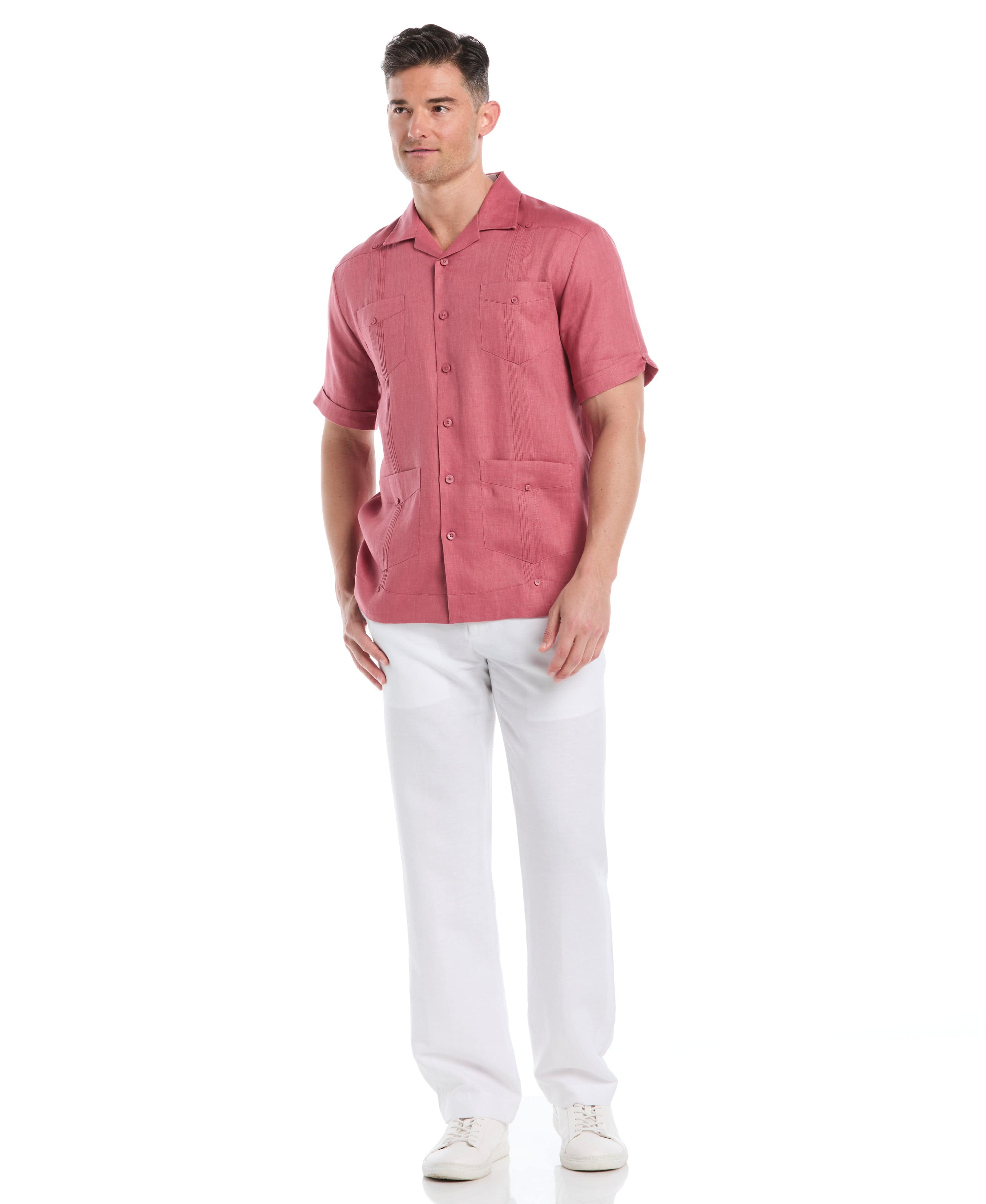 100% Linen Classic Guayabera Shirt - Short Sleeve