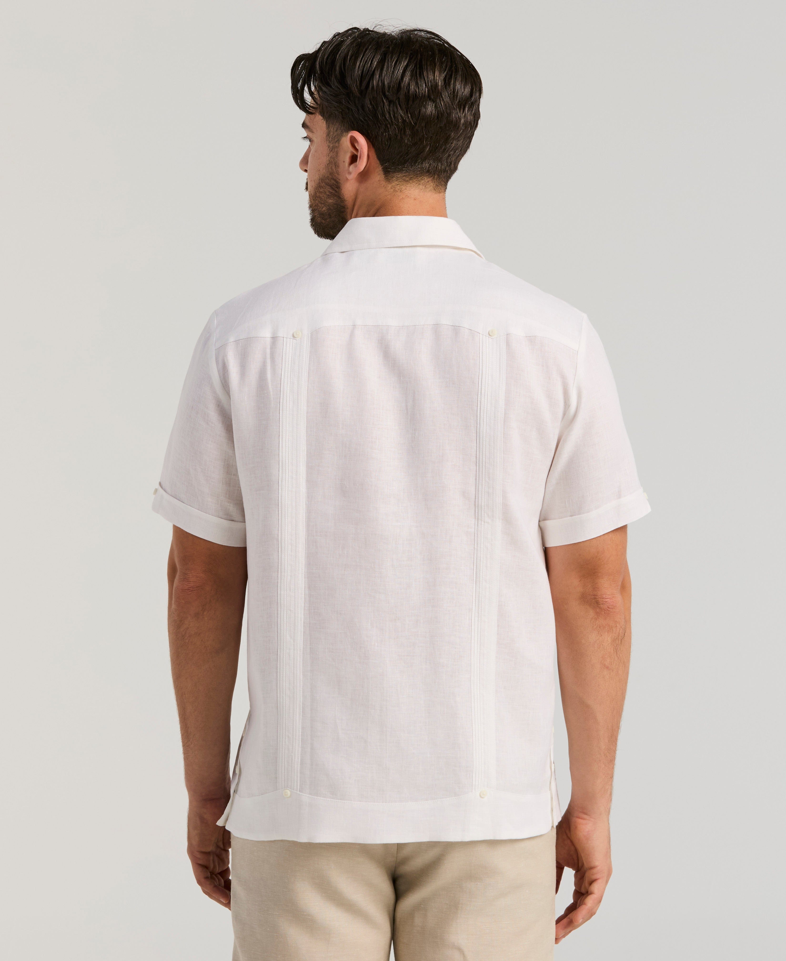 100% Linen Classic Guayabera Shirt - Short Sleeve