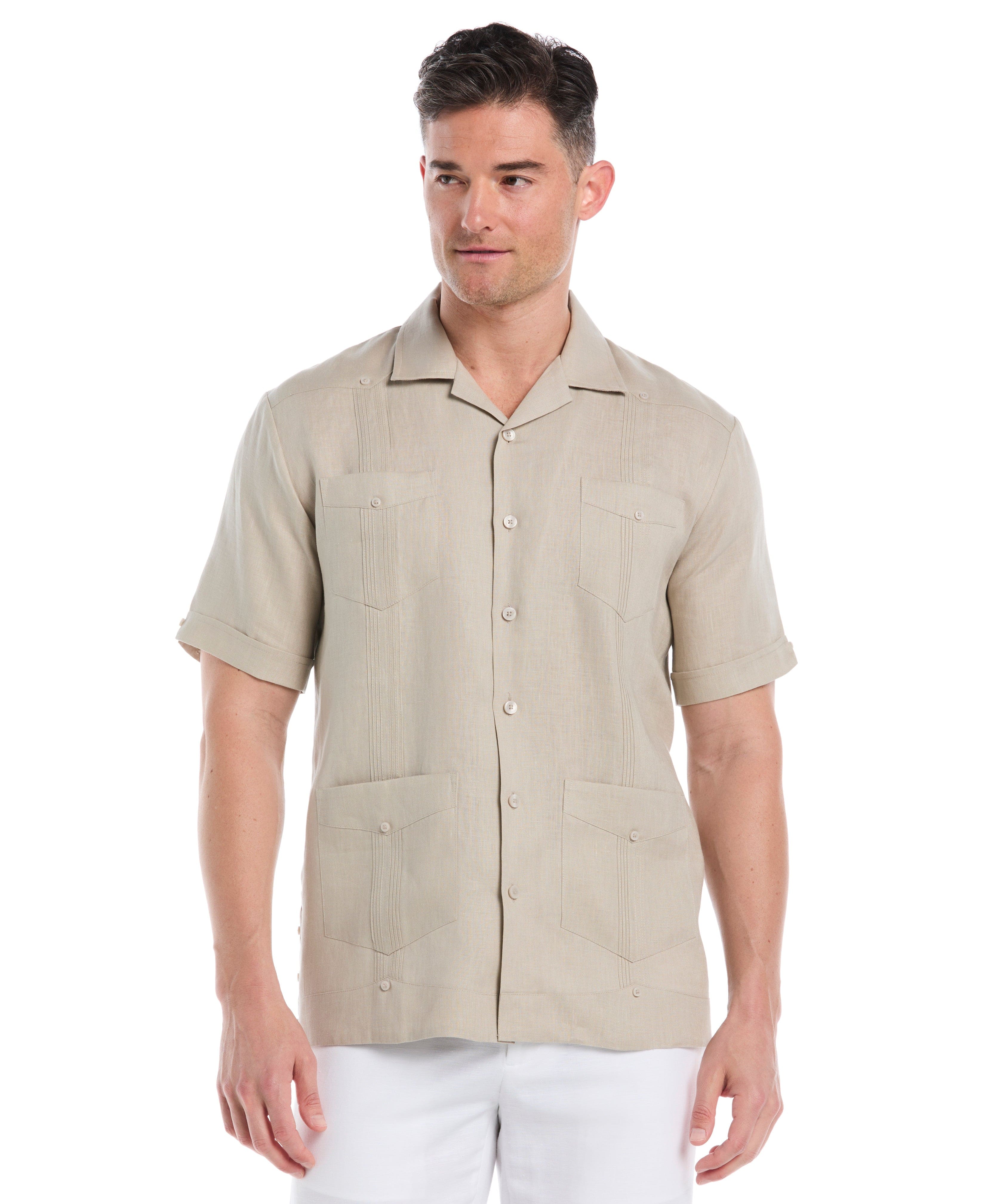 100% Linen Classic Guayabera Shirt - Short Sleeve
