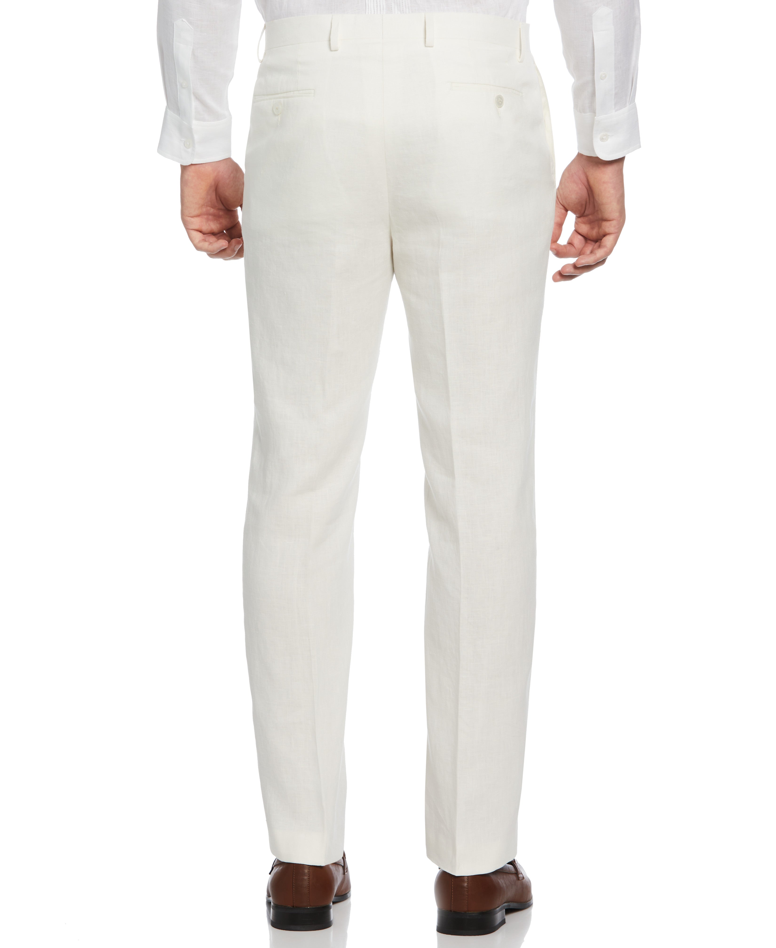 100% Linen Solid Flat Front Pant