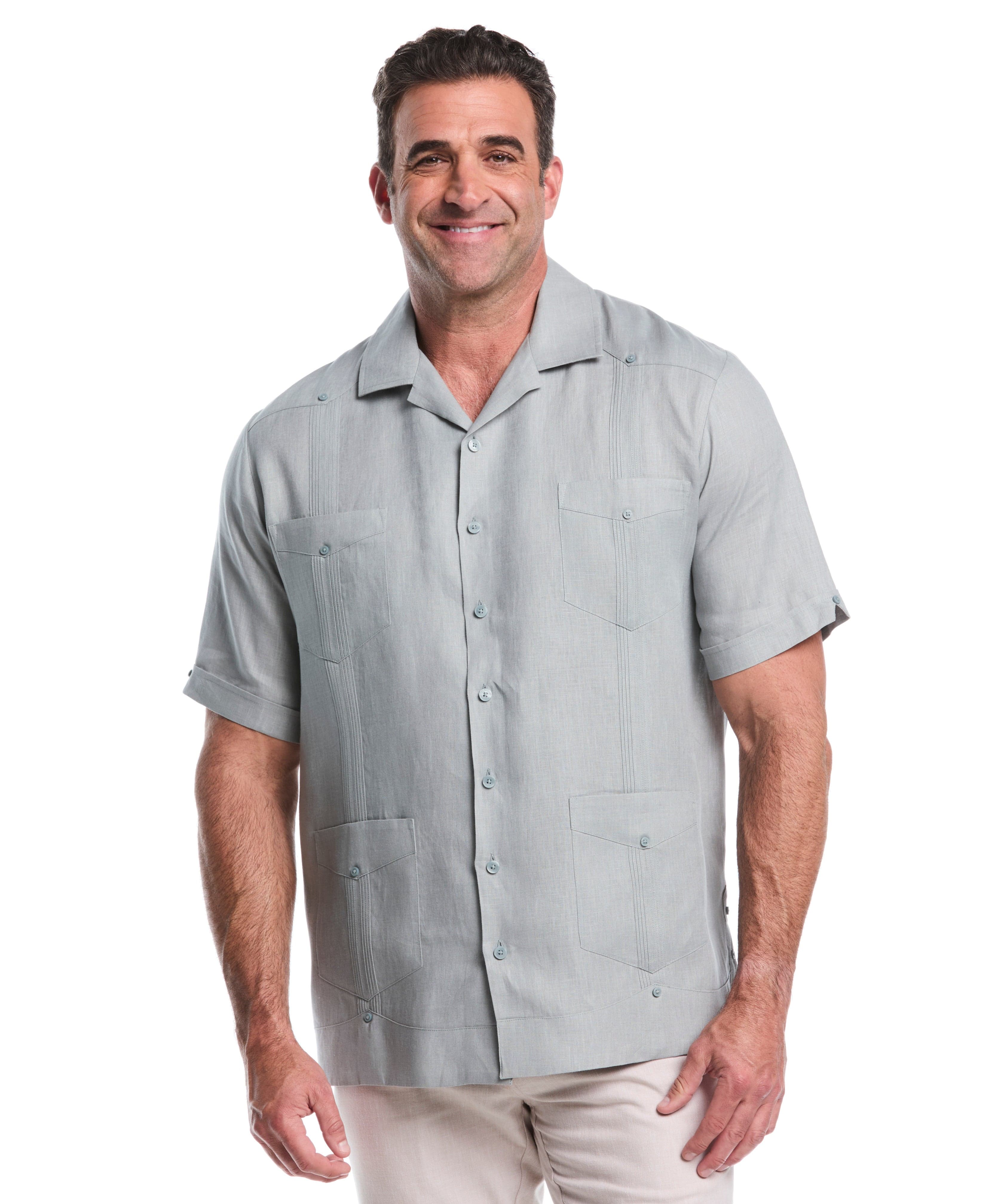 Big & Tall 100% Linen Classic Guayabera Shirt - Short Sleeve
